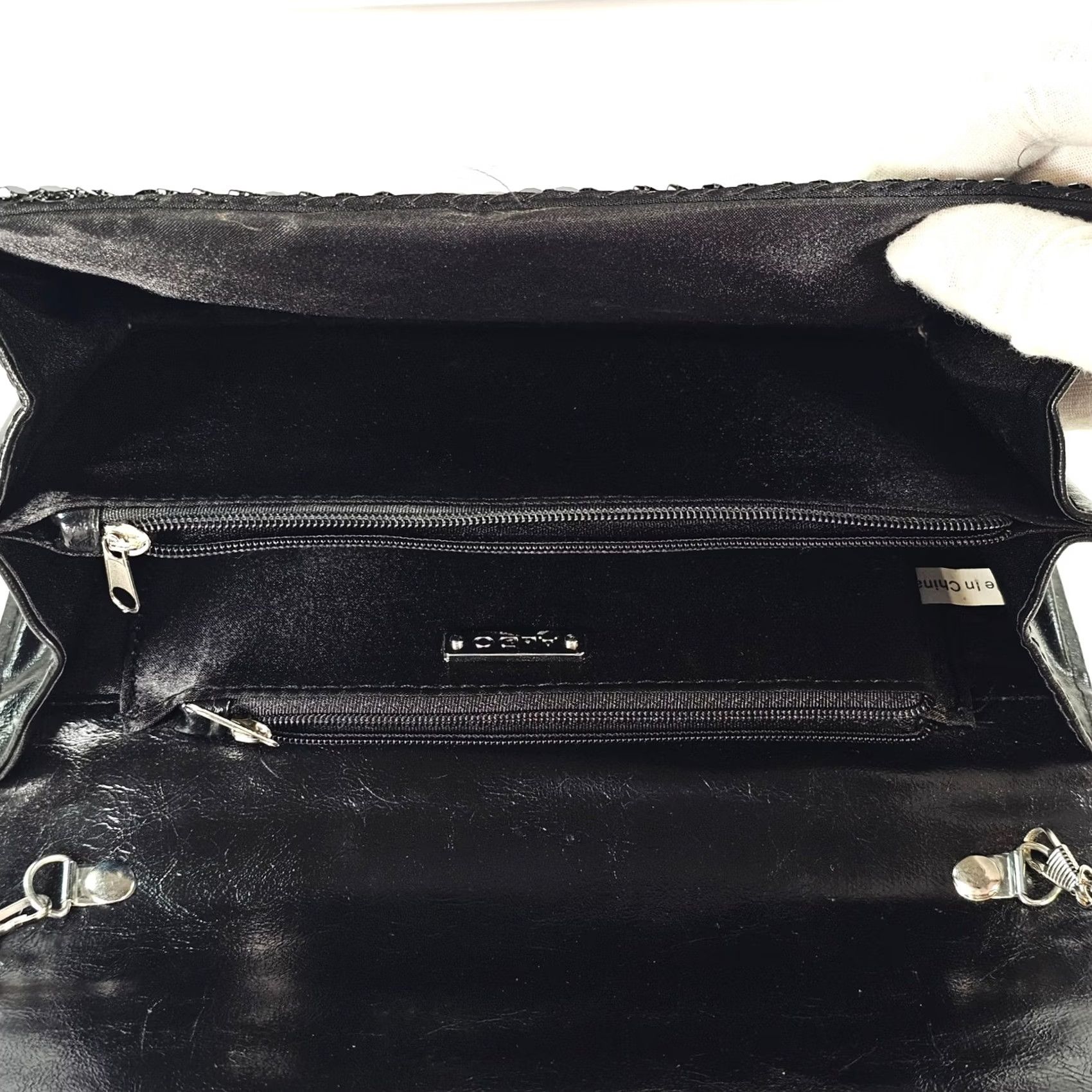 Aldo Aldo Black Mesh Evening Clutch Bag with Chain Strap Silver Accent - Small, Silver Hardware, 9in Wide, 6in High, Formal Party Wedding, Women, Clutch Size ONE SIZE - 7 Thumbnail