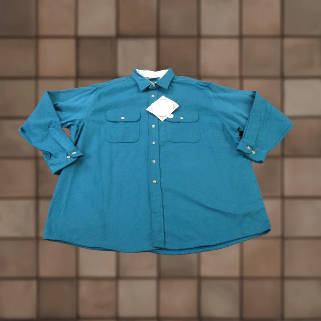 Vintage VINTAGE Ozark Wilderness Shirt Mens 2XL Western Outdoors Heavy USA Made NEW Blue Cotton Flannel Button-Up with Pockets Mens Size US XXL / EU 58 / 5 - 1 Thumbnail