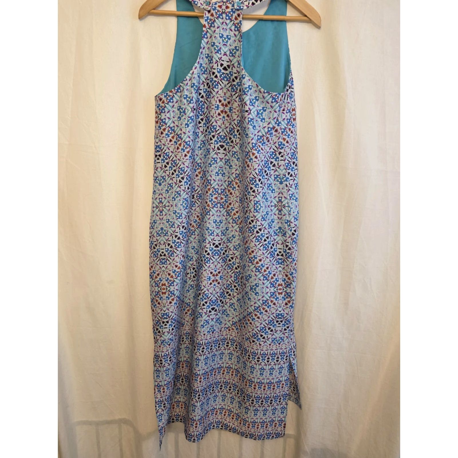 Vintage The Limited Dress Womens S Blue Geometric High Neck Sleeveless Midi Boho Size S / US 4 / IT 40 - 7 Thumbnail