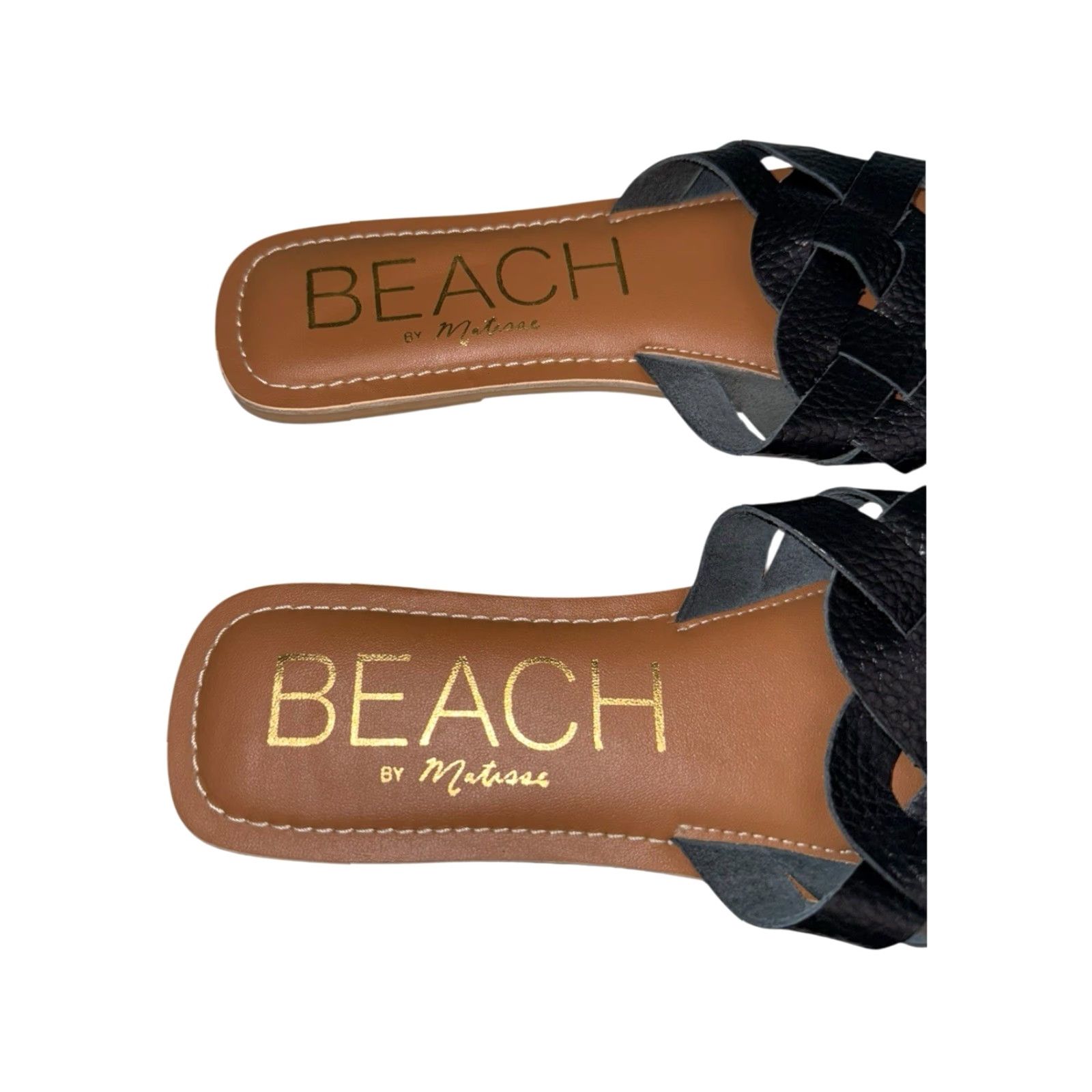 Vintage SOLE Beach by Matisse Escape Sandals Pad Sole Leather Black Size 9 Women Slide Tumbled Leather Black Size US 9 / IT 39 - 4 Thumbnail