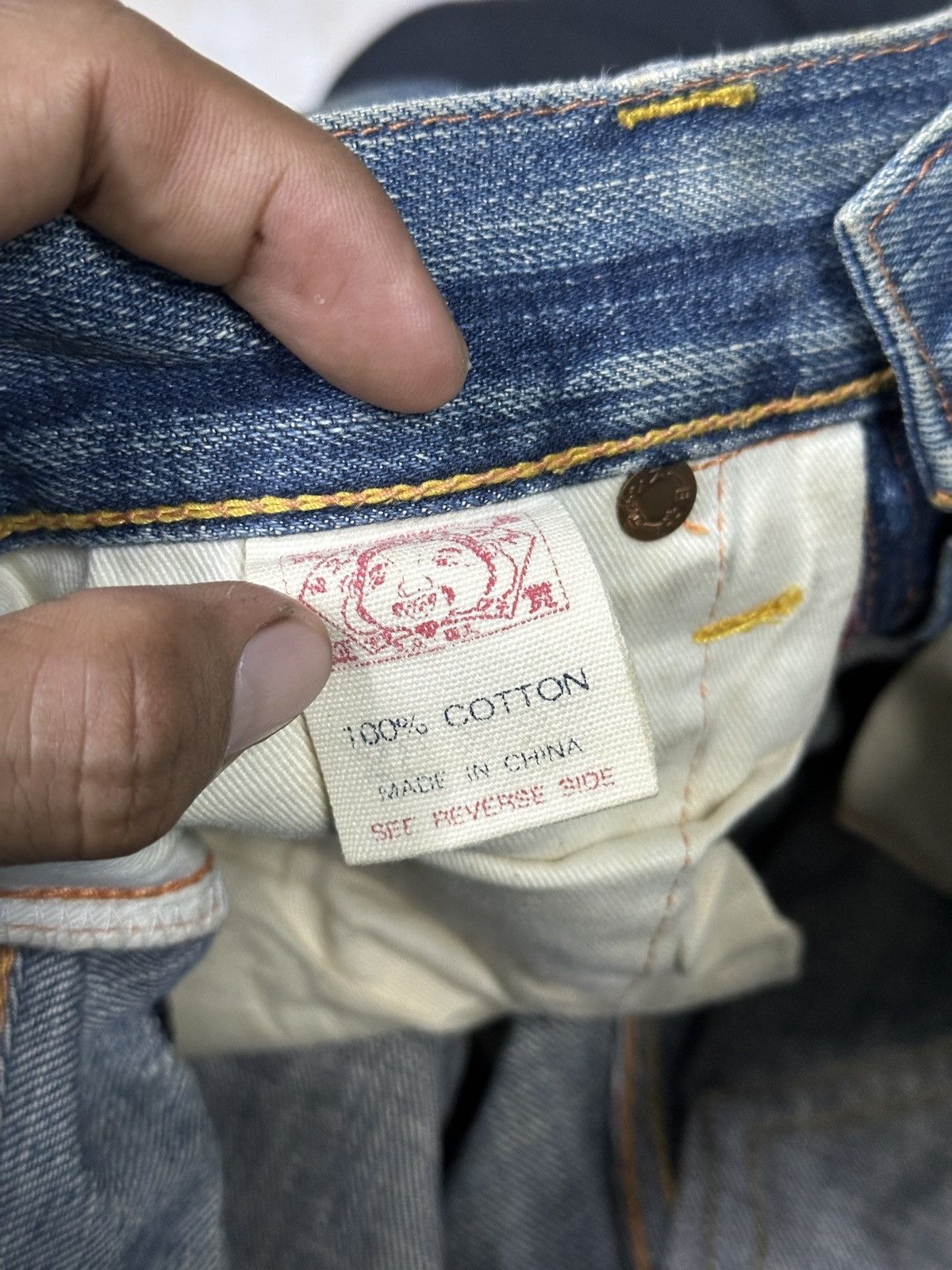 Japanese Brand Evisu Yamane Distress Style💥 Size US 32 / EU 48 - 6 Thumbnail