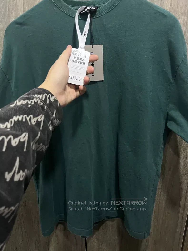 Balenciaga Balenciaga Forest Green Back Letter Short Sleeve Size US S / EU 44-46 / 1 - 8 Thumbnail