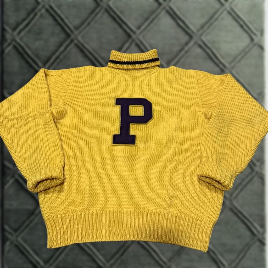 Polo Ralph Lauren VINTAGE Polo Ralph Lauren Wool P Wing Letterman Sweater Men’s M Turtleneck EUC Yellow Size US M / EU 48-50 / 2 - 1 Thumbnail