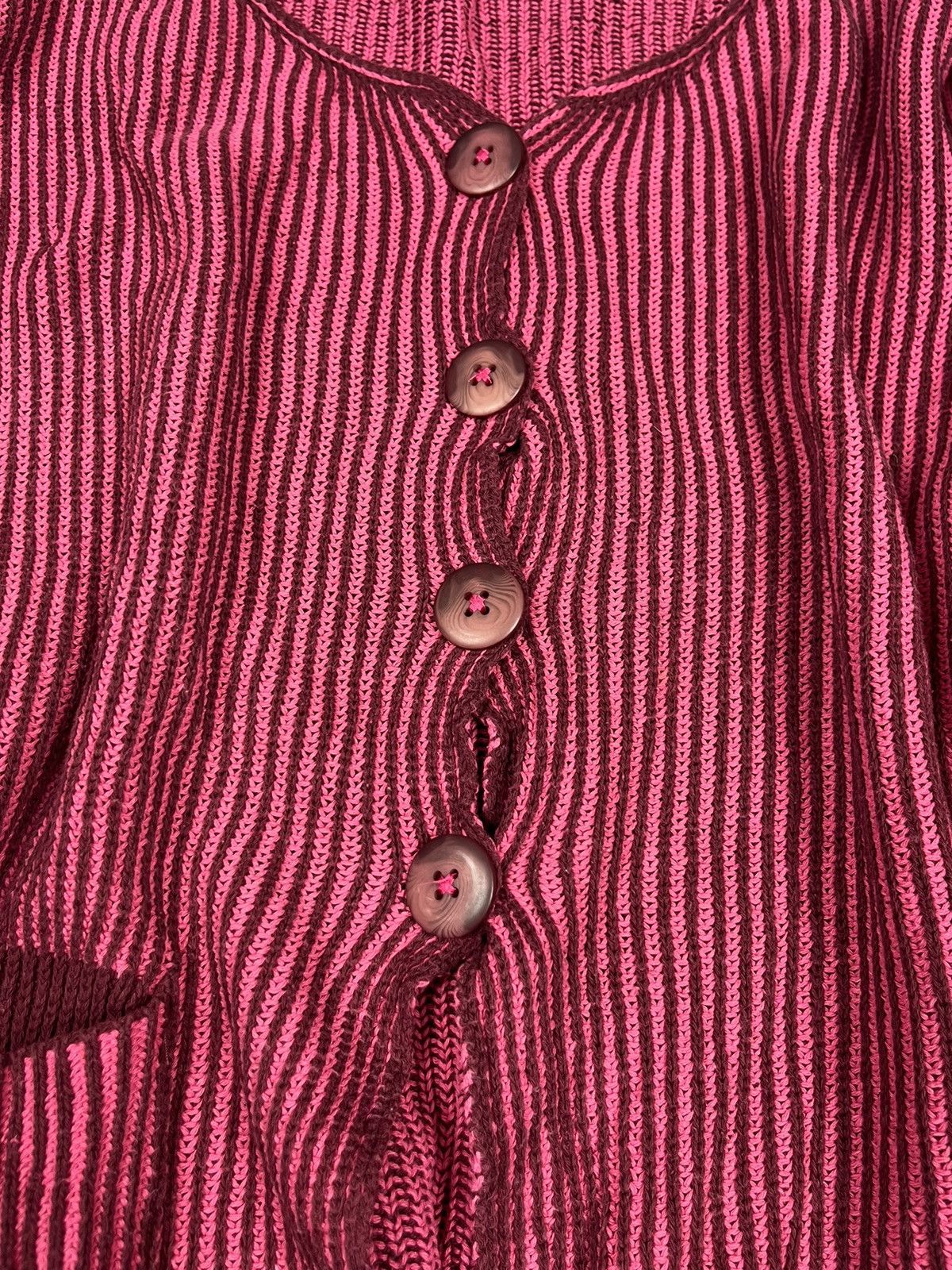 Japanese Brand Gudrun Sjödén Avant Garde Cardigan Sweater Pink Ribbed Size XL / US 12-14 / IT 48-50 - 3 Thumbnail