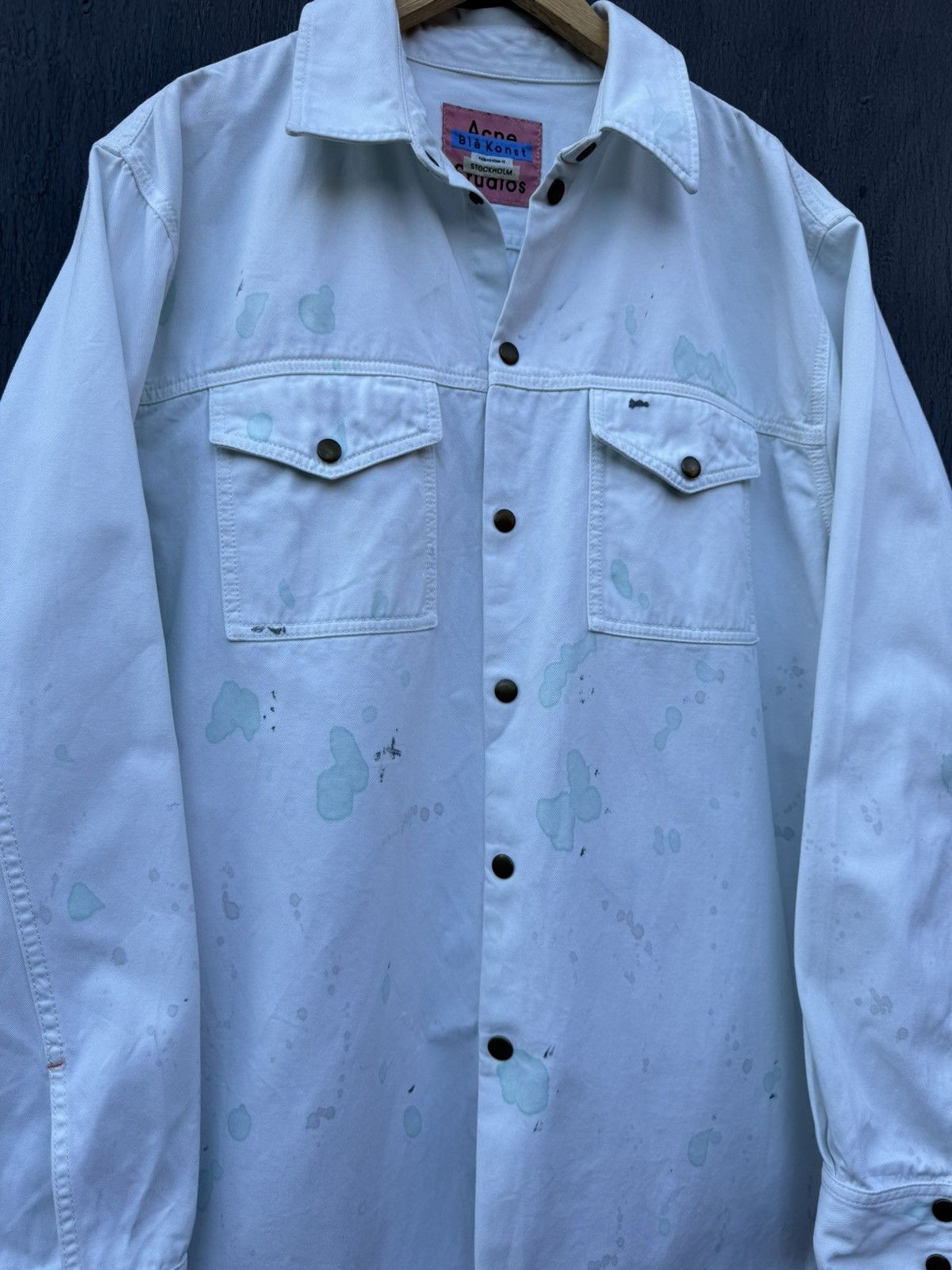 Acne Studios Acne Studios Bla Konst Splatter Painted Denim shirt size M/L Size US M / EU 48-50 / 2 - 3 Thumbnail