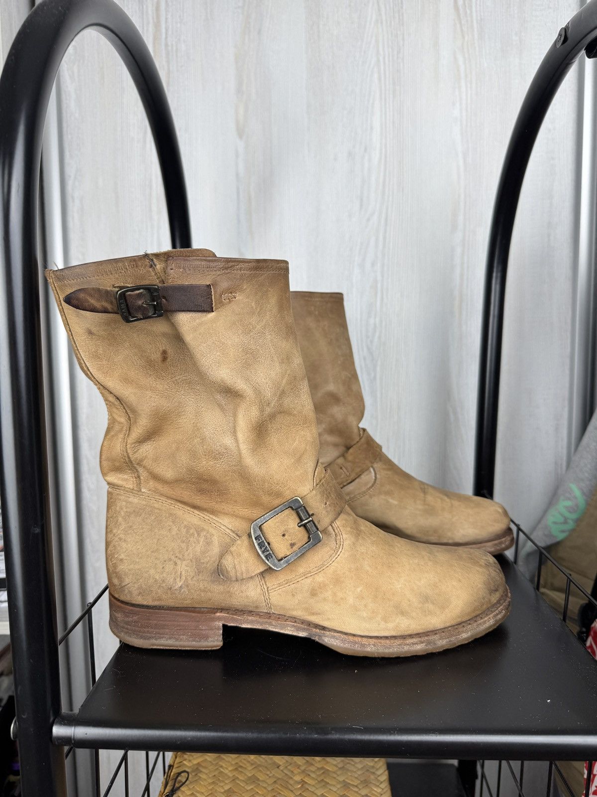 Frye Frye Leather buckled brown beige faded boots size 8.5 Size US 8.5 / IT 38.5 - 1 Thumbnail