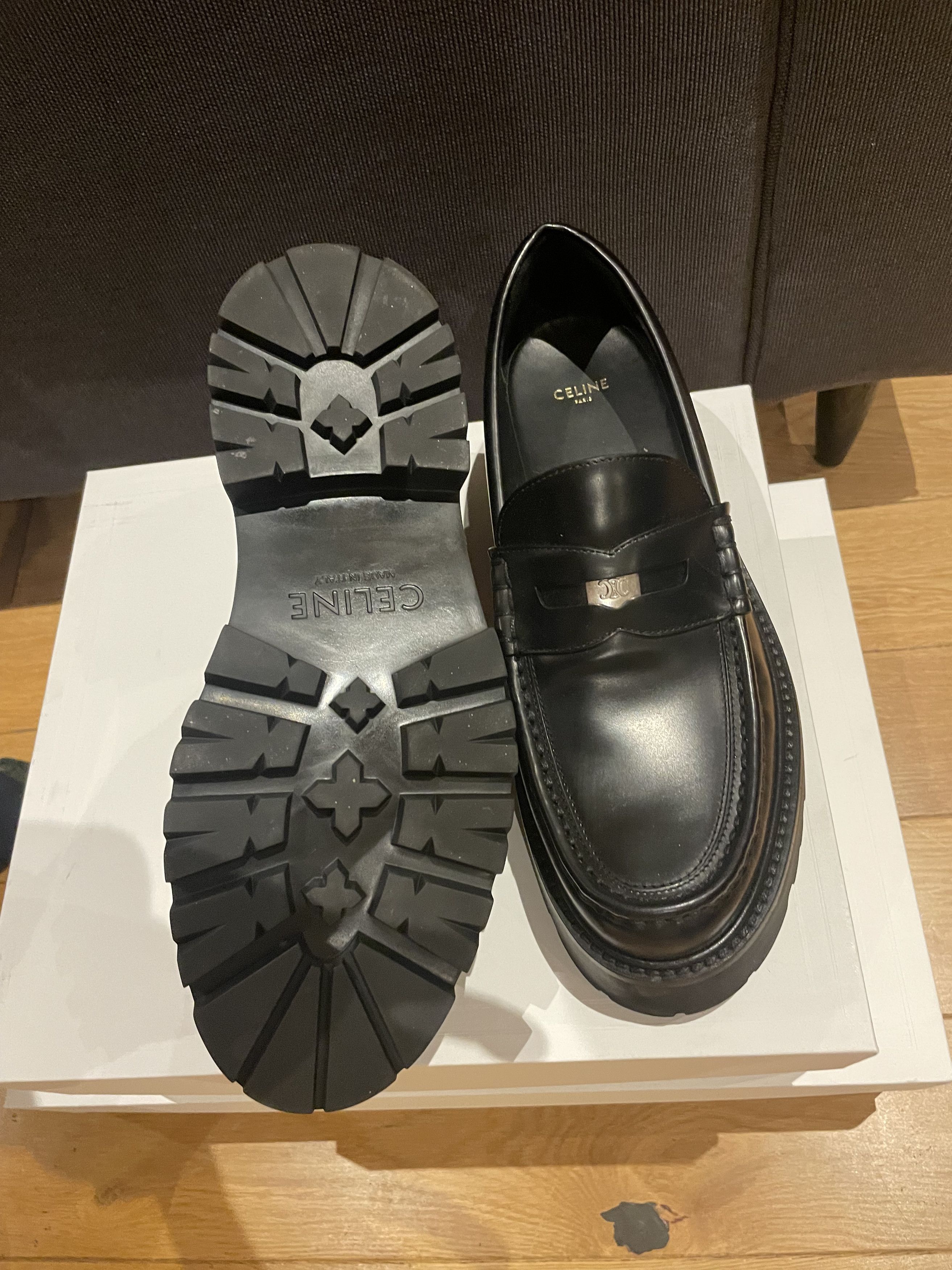 Penny Loafers With Chunky Sole in Bull Leather