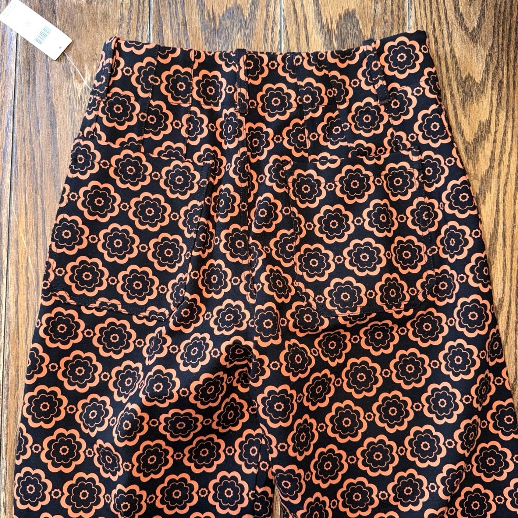 Anthropologie VINTAGE Anthropologie Maeve The Colette Pants Wide-Leg Black Orange Motif Size 27 New Size 27" / US 4 / IT 40 - 3 Thumbnail
