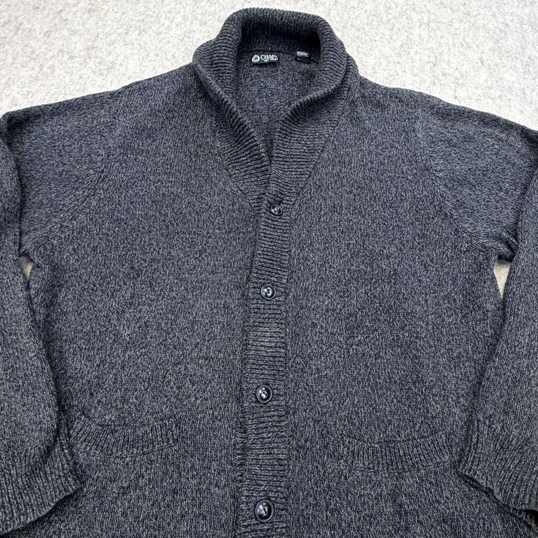 Chaps Chaps Cardigan Sweater Mens XL Gray Cotton Shawl Collar Pockets Button Front Knit Vintage? No Size US XL / EU 56 / 4 - 3 Thumbnail