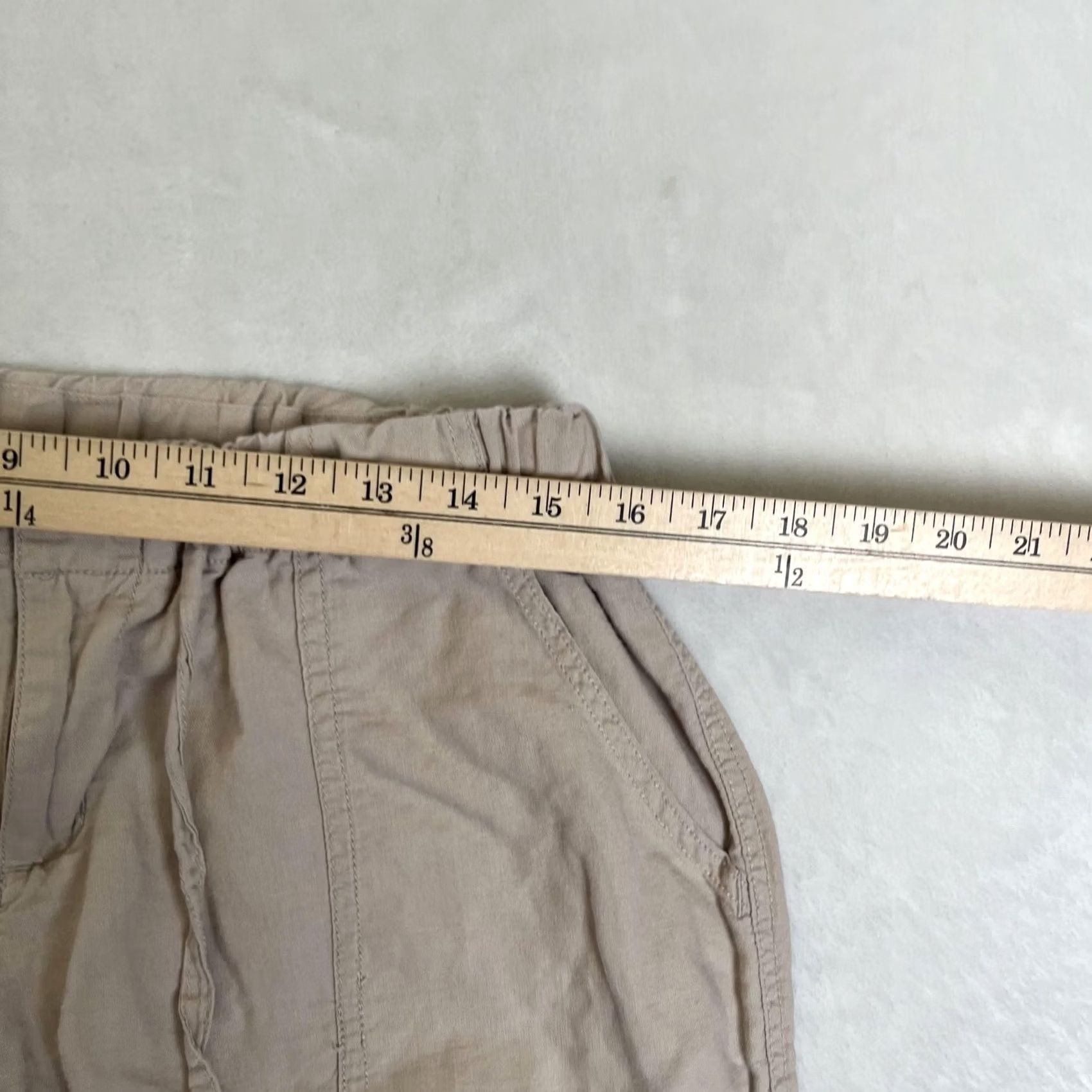 Vintage Columbia Linen Cotton Pants Mens Medium 27 Beige Elastic Waist Travel Casual Khakis Relaxed Pockets Lightweight Breathable Size 32" / US 10 / IT 46 - 3 Thumbnail