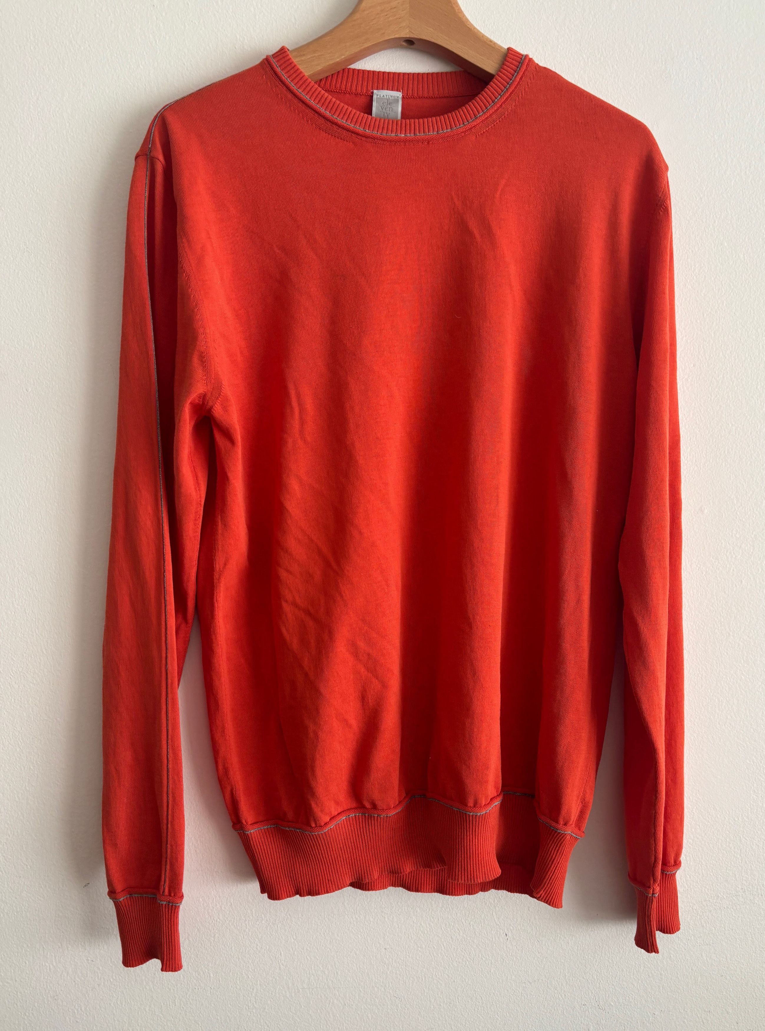 Eleventy $455 Crewneck Slim Fit Cotton Sweater in Orange - Medium Size US L / EU 52-54 / 3 - 7 Thumbnail