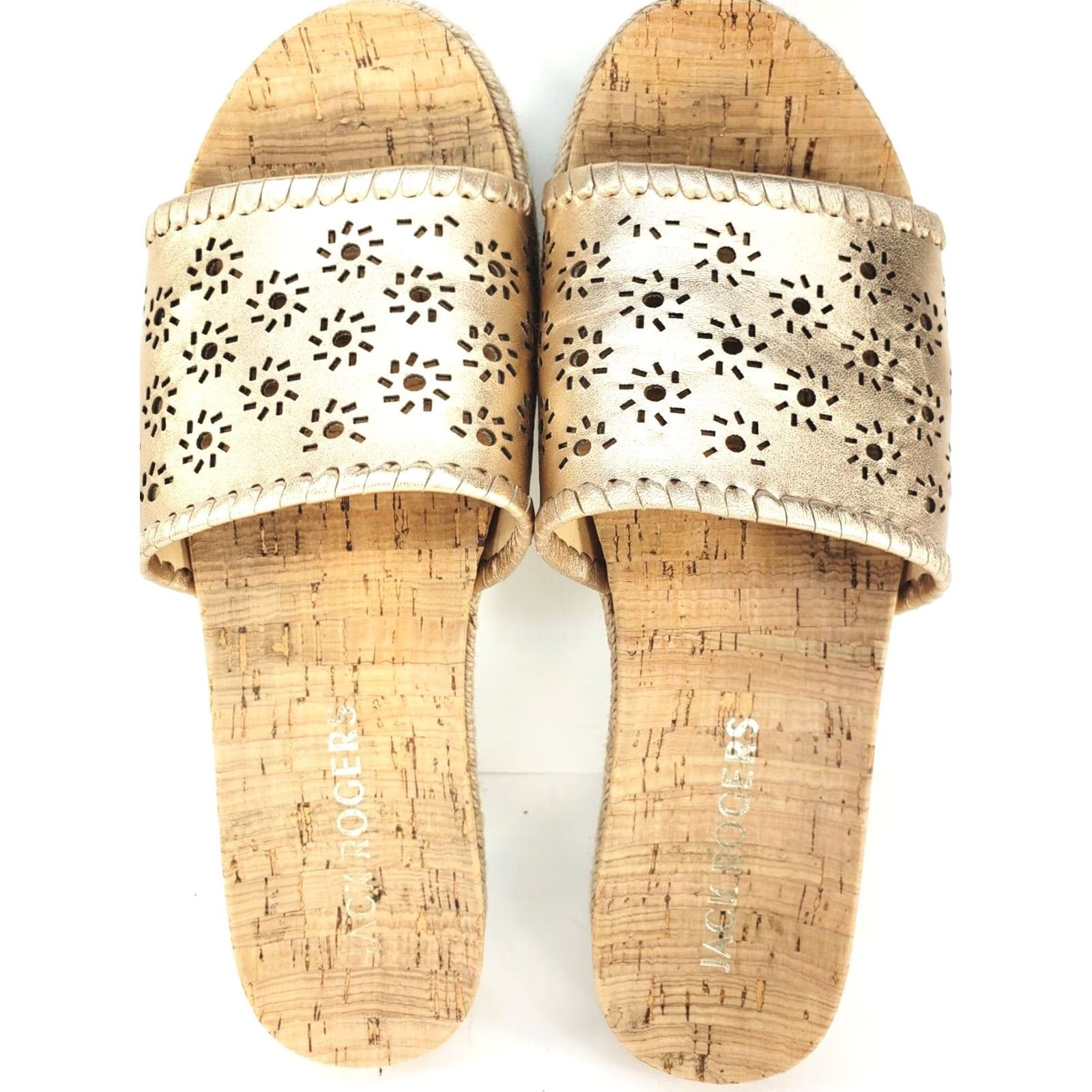 Jack Rogers Jack Rogers Women's 9M Metallic Floral Perforated Espadrille Cork Slide Sandal Size US 9 / IT 39 - 6 Thumbnail