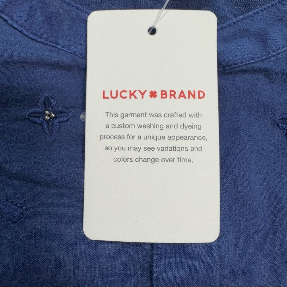 Lucky Brand NWT New Lucky Brand Embroidered Crochet Trim Blue Top Size Size S / US 4 / IT 40 - 8 Thumbnail