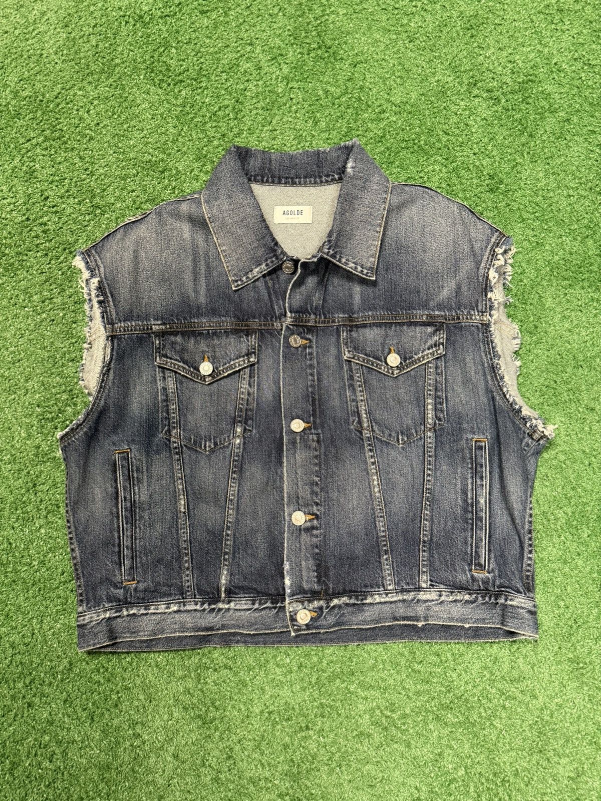 Agolde denim jacket with cut sleeves