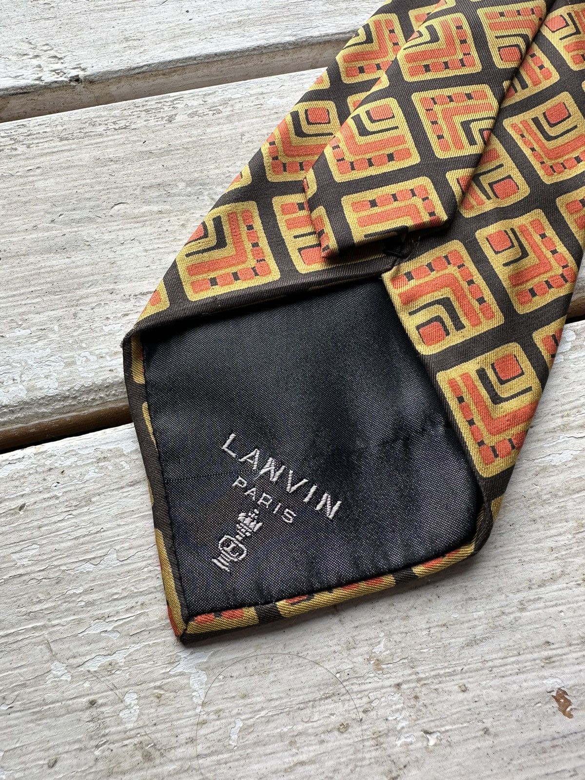 Lanvin × Vintage VINTAGE 90s Lanvin Men’s Tie Pure Silk luxury old money Size ONE SIZE - 2 Thumbnail