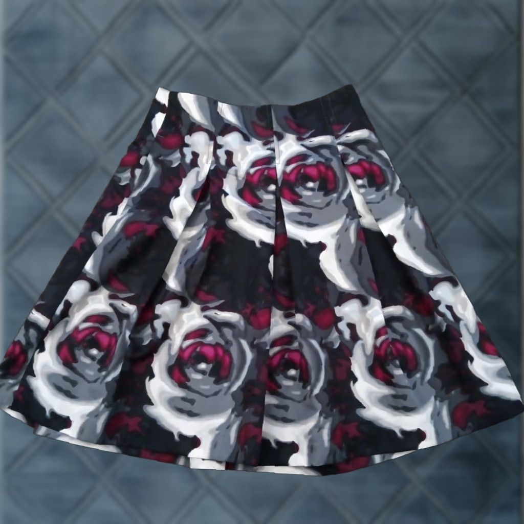 Express Express Skirt A-Line Knee Length Gray Purple Floral Lined Zip 8 Women Vintage No Skirt Size 30" / US 8 / IT 44 - 1 Thumbnail