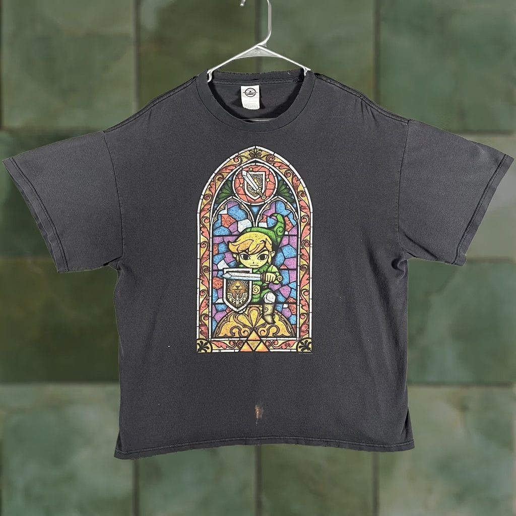Delta Delta Pro Weight Shirt Mens XL Black Zelda Link Stained Glass Graphic Tee Size US XL / EU 56 / 4 - 1 Thumbnail