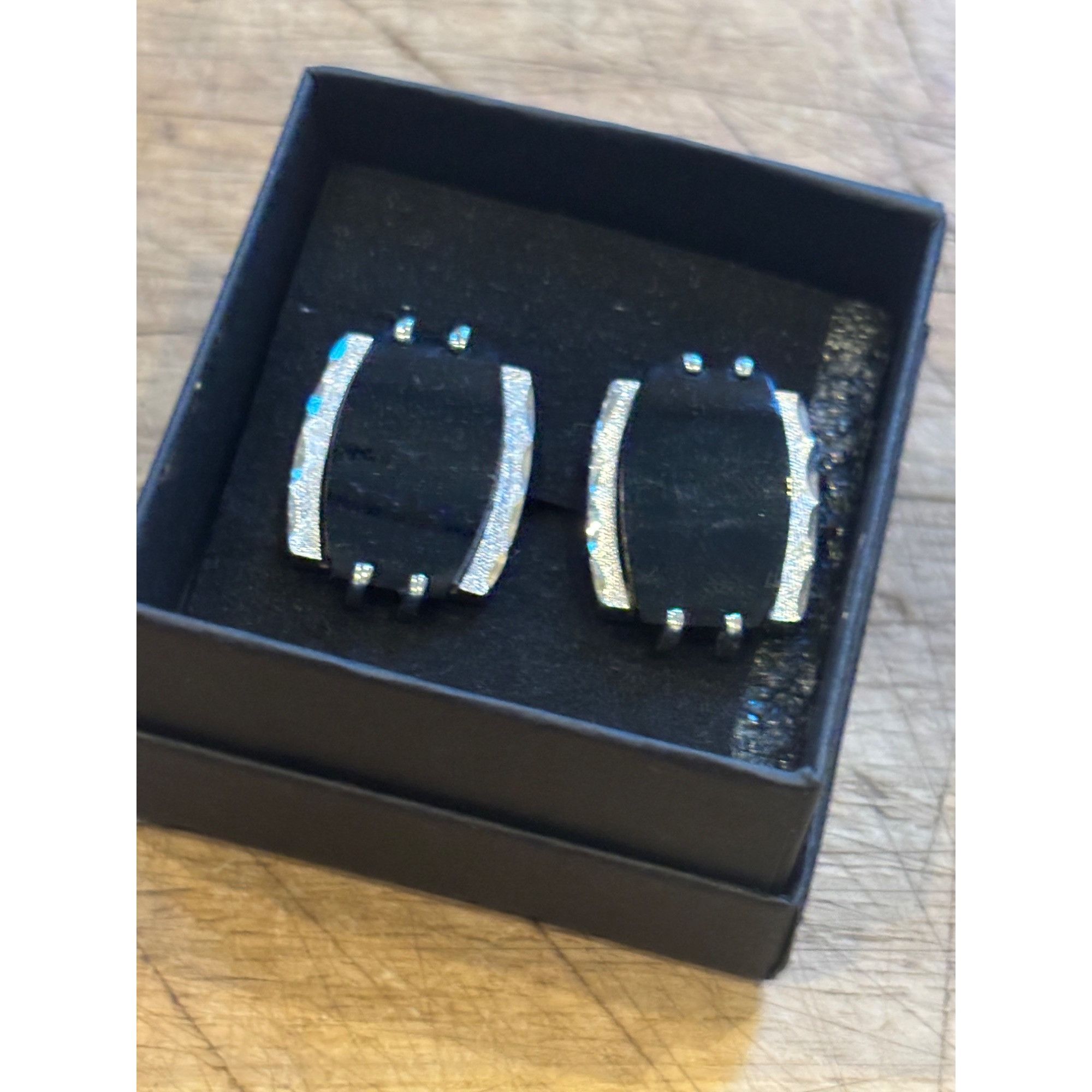 Other Vintage Silver & Black Cufflinks With Box Size ONE SIZE - 8 Thumbnail