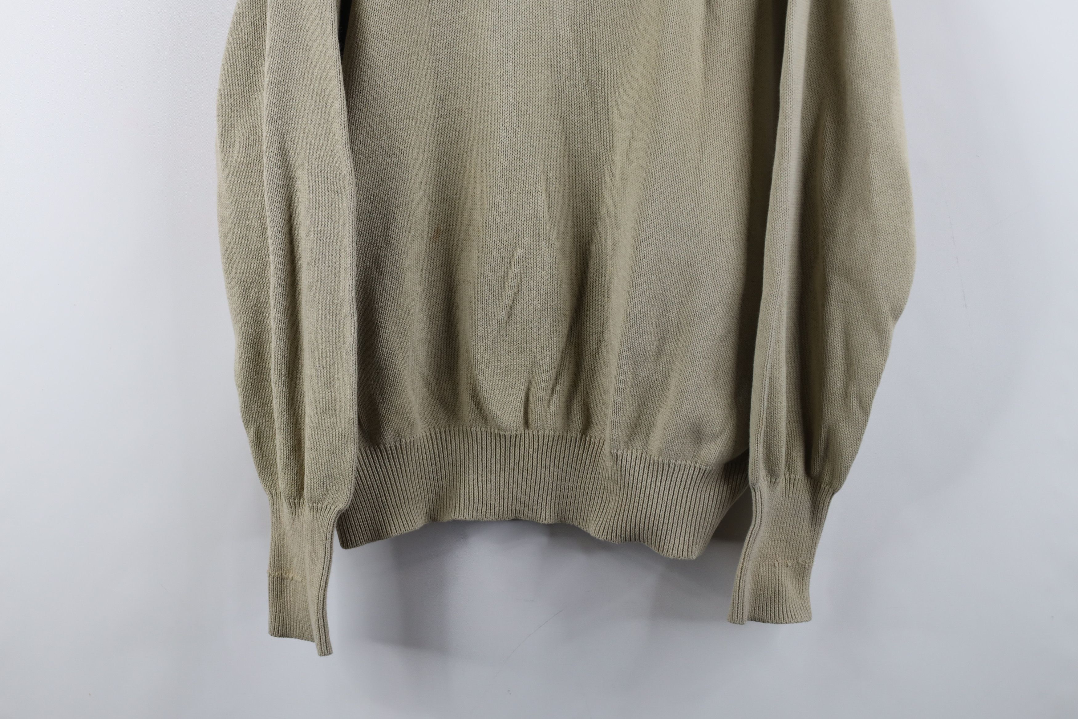 Vintage Vintage 90s Streetwear Cotton Knit V-Neck Sweater Beige Size US L / EU 52-54 / 3 - 3 Thumbnail