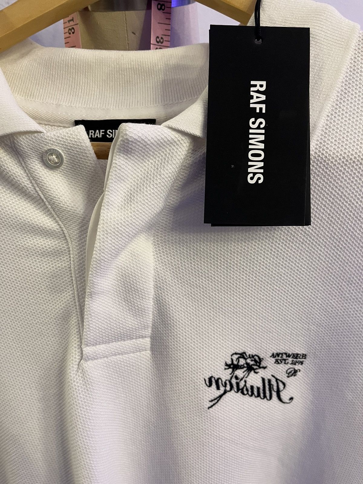 Raf Simons RAF simons white embroidered shirt sleeve polo shirt Size US L / EU 52-54 / 3 - 2 Thumbnail