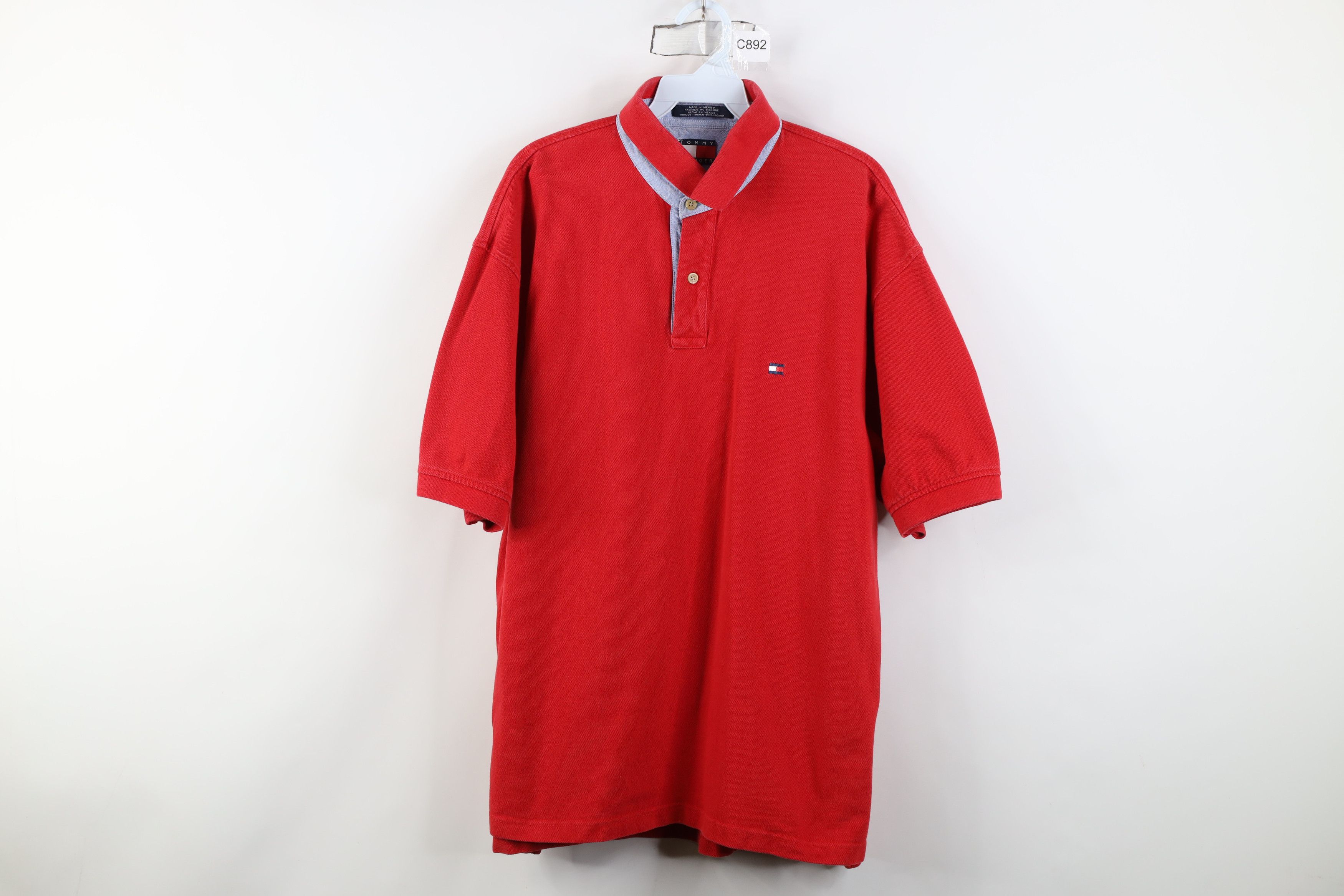 Tommy Hilfiger Vintage 90s Tommy Hilfiger Pique Cotton Knit Golf Polo Red Size US XL / EU 56 / 4 - 1 Thumbnail