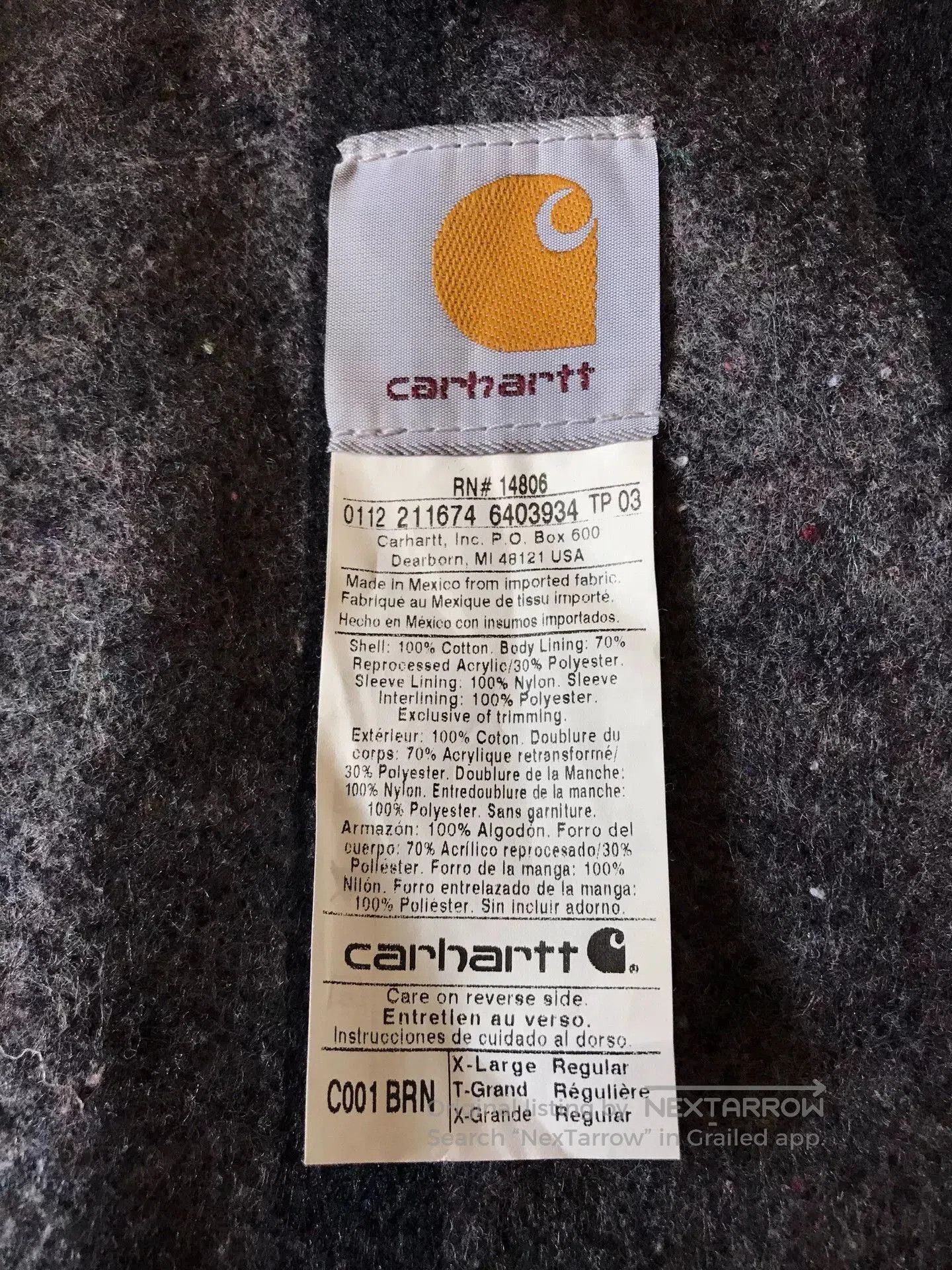 Carhartt Carhartt C001 Brown Canvas Work Jacket. Size US XL / EU 56 / 4 - 9 Thumbnail