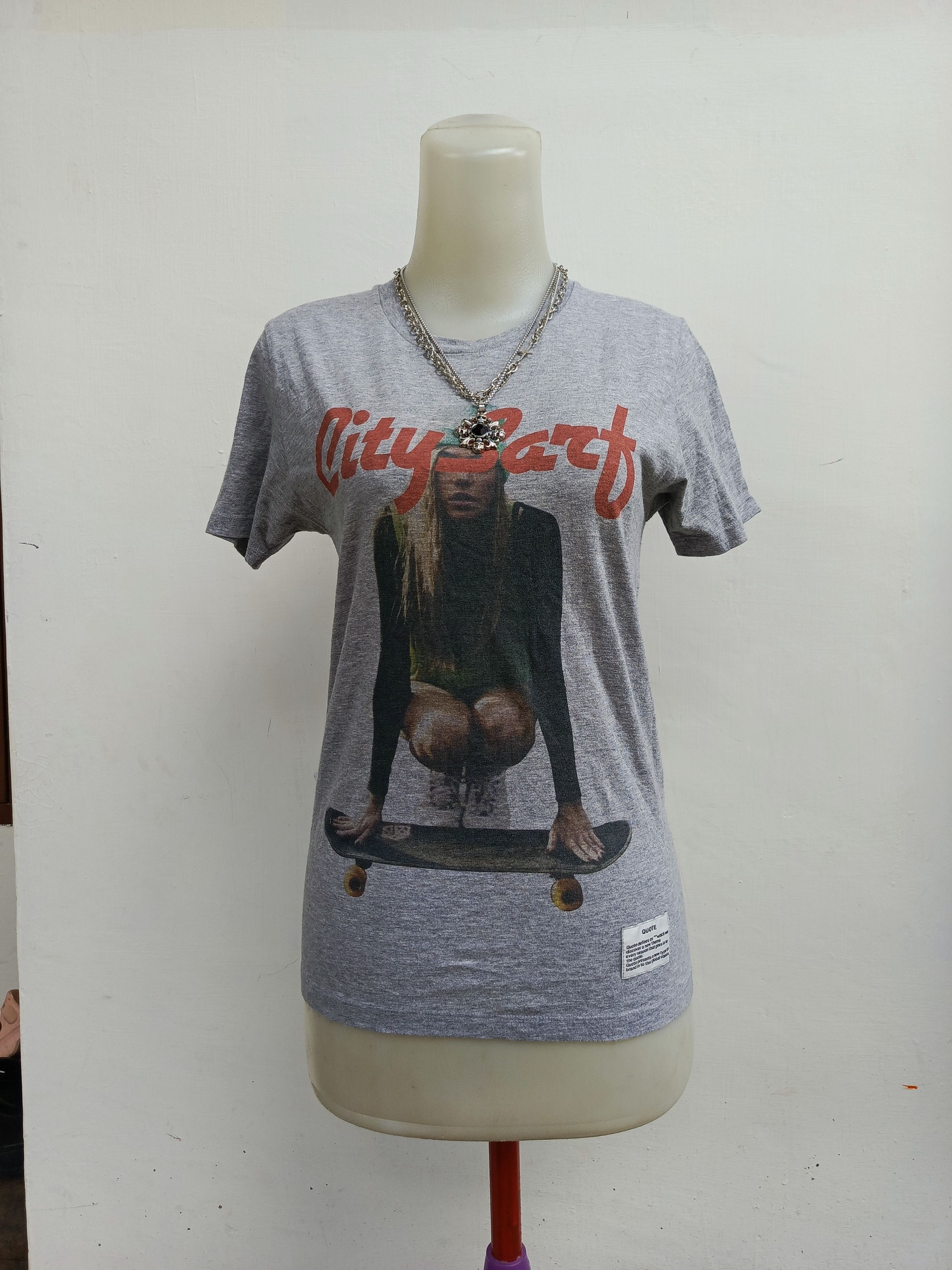 Japanese Brand Quote Tokyo Skateboard Photo Print Grey Heather Tee Size S / US 4 / IT 40 - 1 Thumbnail