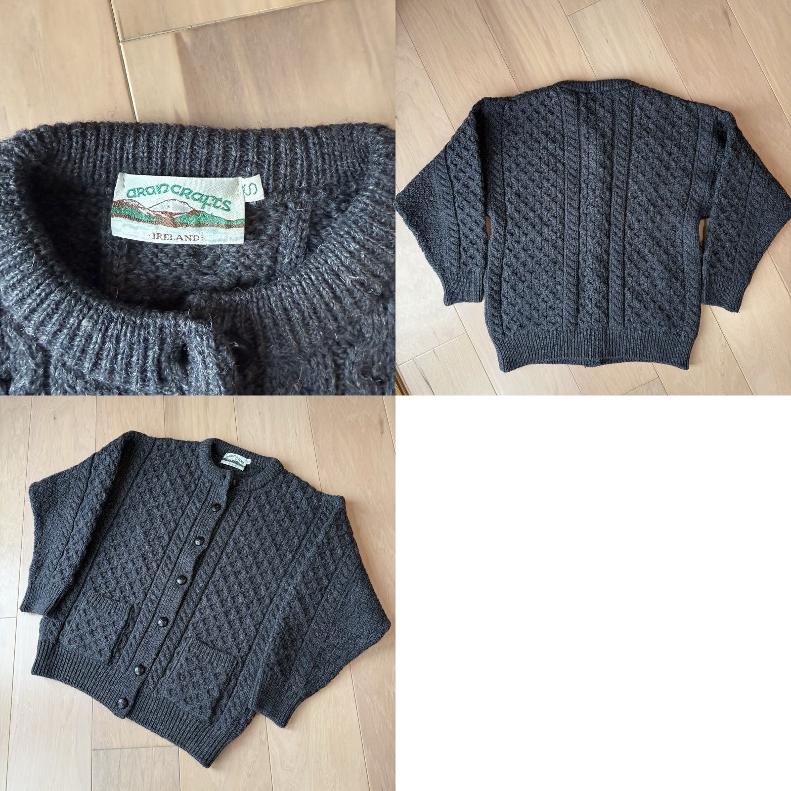 Vintage VINTAGE Aran Crafts Cable Knit Cardigan S Gray Wool Ireland Fisherman Winter Outdoors Size S / US 4 / IT 40 - 8 Thumbnail