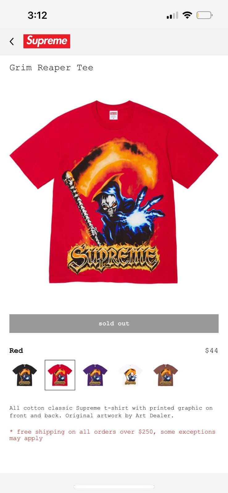 Supreme x Art Dealer ‘Grim Reaper’ Tee