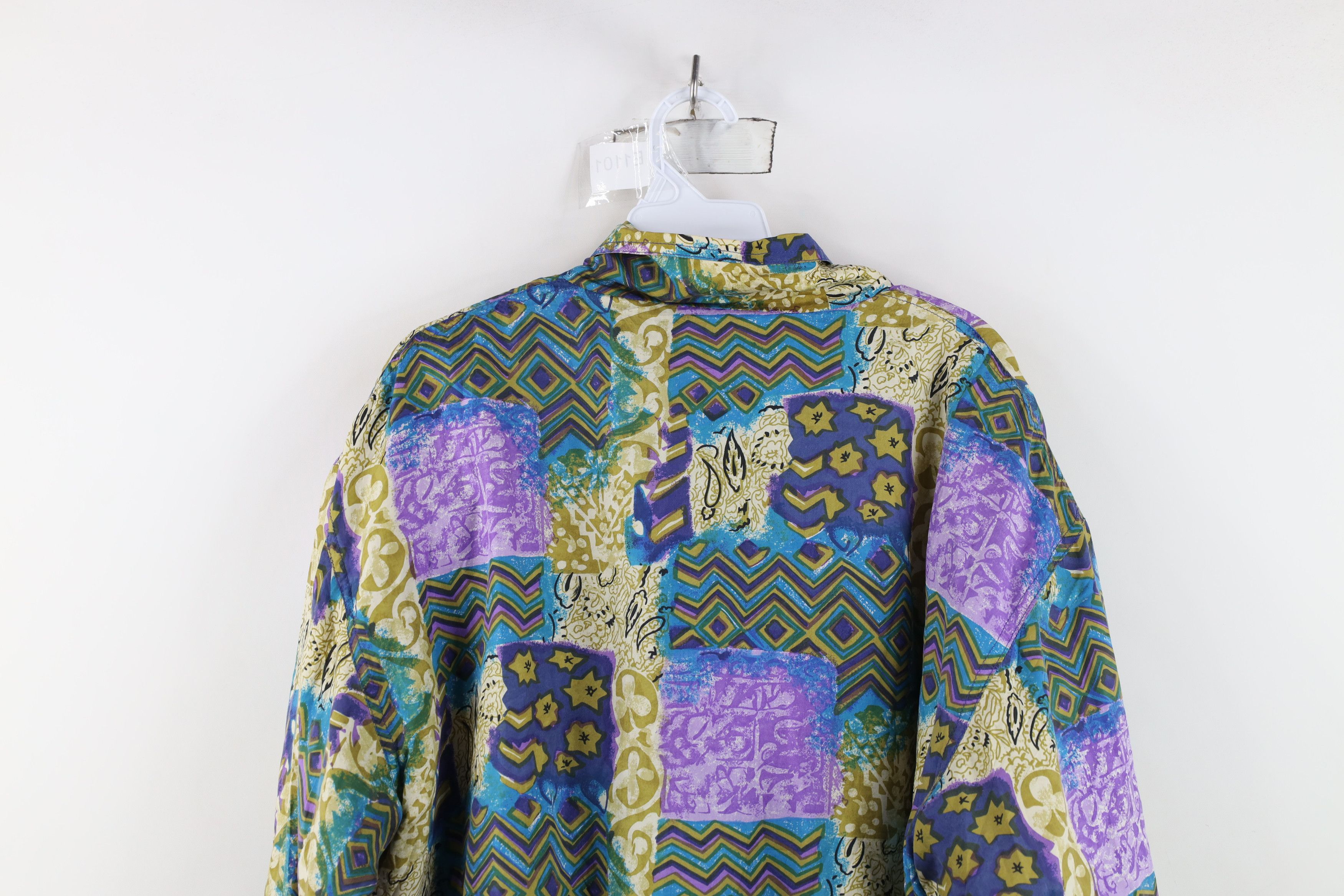 Vintage Vintage 90s Streetwear Abstract Geometric Silk Bomber Jacket Size L / US 10 / IT 46 - 11 Thumbnail