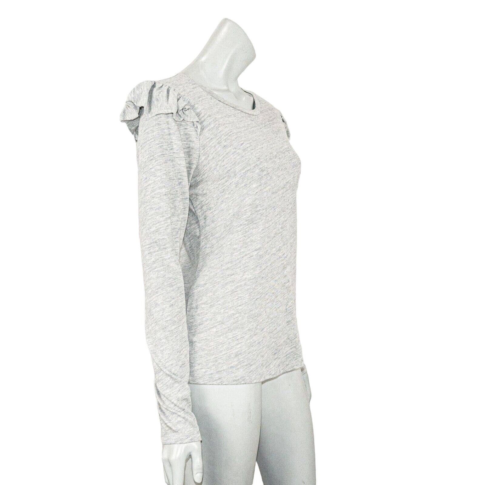 Frame FRAME Denim Ruffle Shoulders Crew Pullover Top Heather Gray Size M / US 6-8 / IT 42-44 - 5 Thumbnail