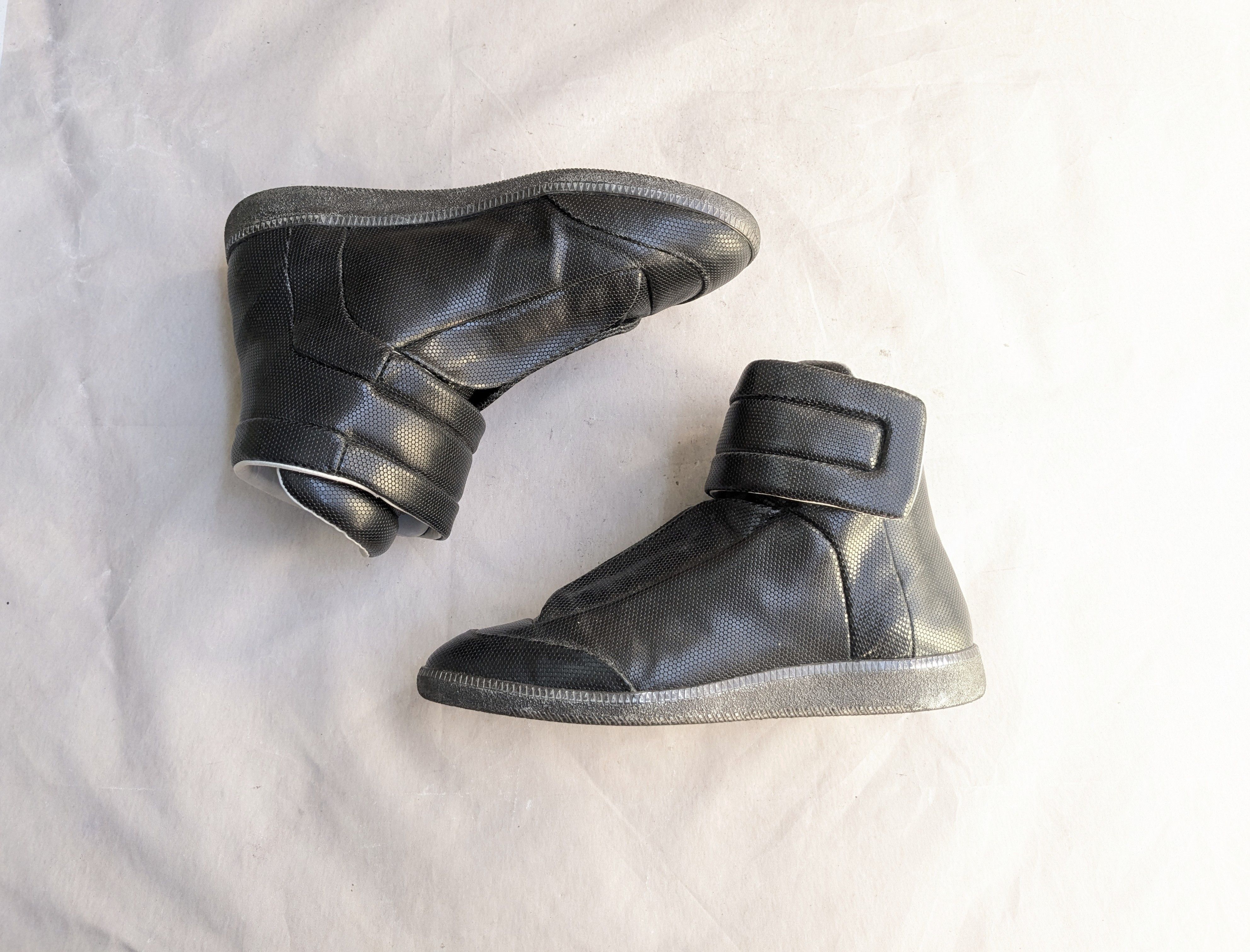 Maison Margiela Future Metallic Black 13 46 High Top Leather Shoes, Men's
