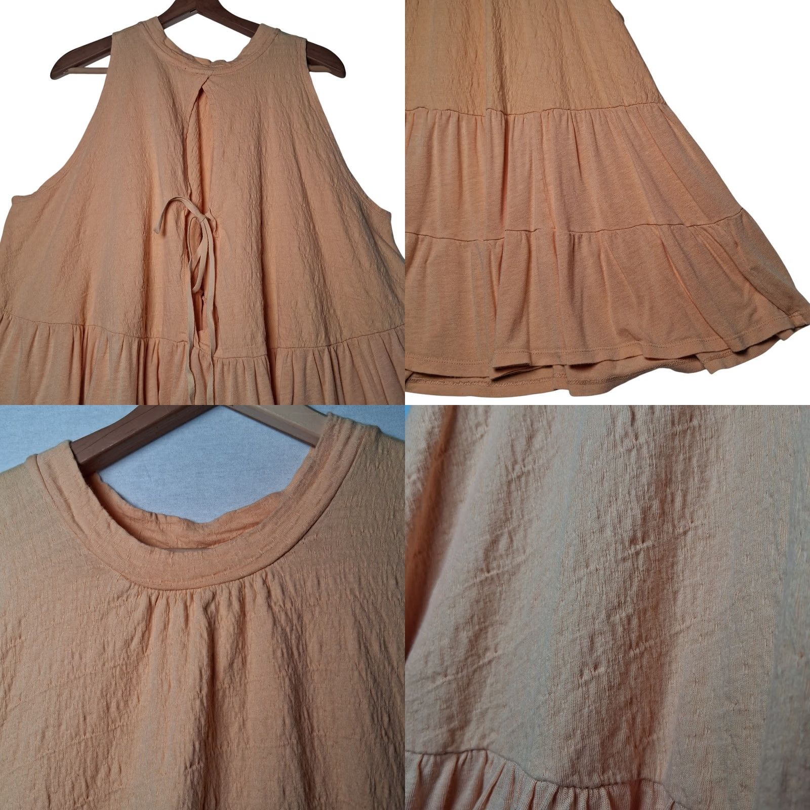 Free People Free People Tank Top Tunic S Open Tie Back Tiered Peach Orange Boho Hippie Casual Women 25" Pit to Pit 27" Long Adjustable Open Back Shirt Size S / US 4 / IT 40 - 8 Thumbnail