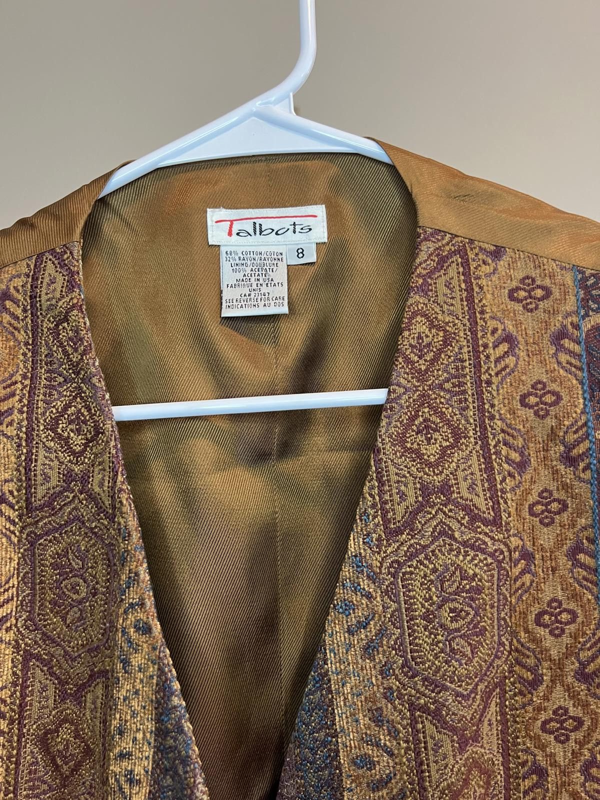 Designer Vintage 90s Boho Style Button-Up Vest - Abstract Design Size M / US 6-8 / IT 42-44 - 4 Thumbnail