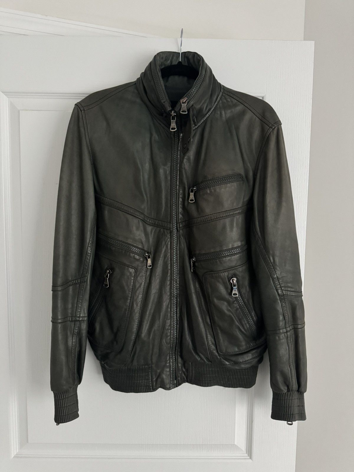Dolce & Gabbana Dolce Gabbana Vintage Zip Leather Jacket Lambskin Green Sz50 Size US M / EU 48-50 / 2 - 1 Thumbnail