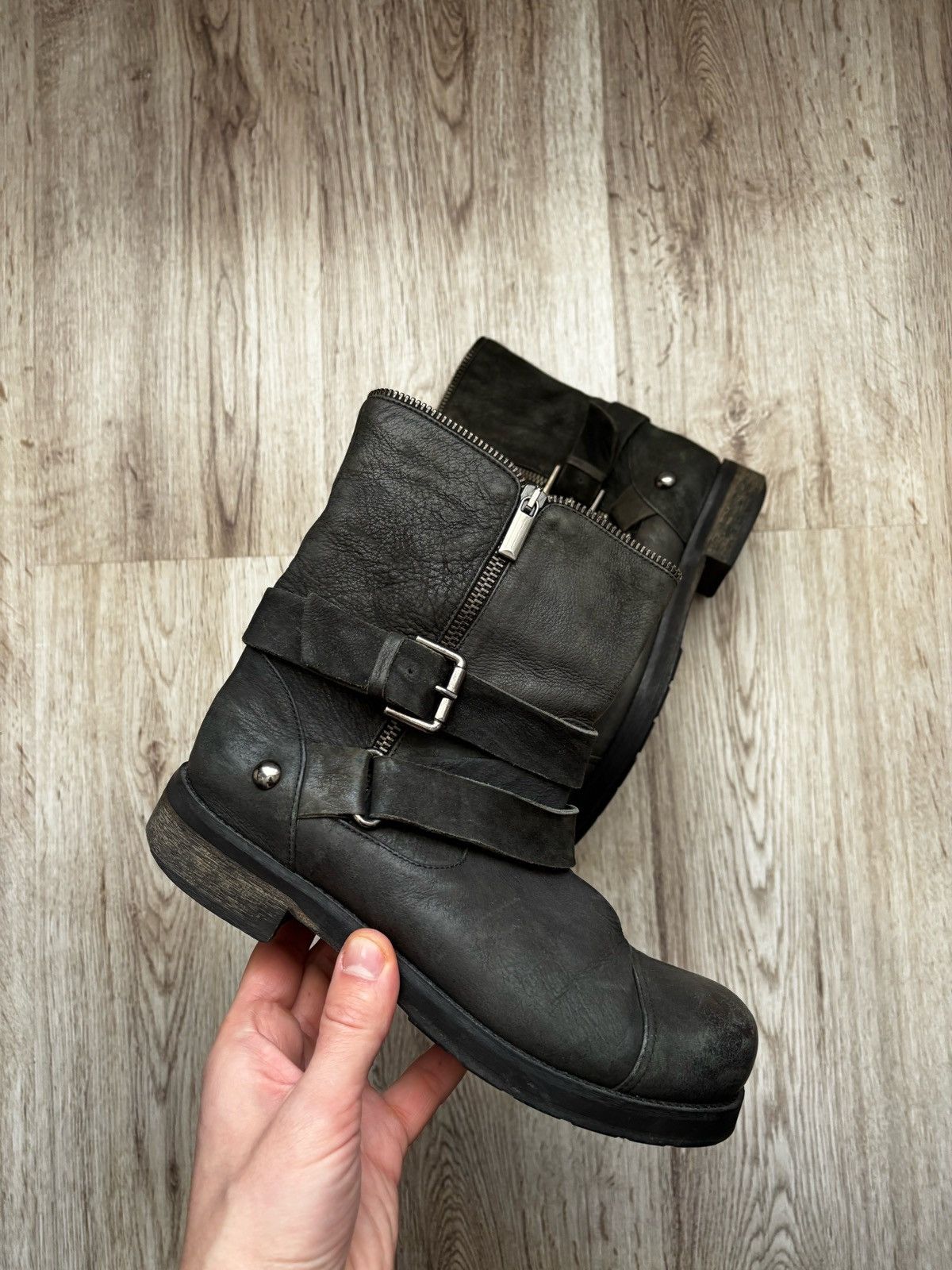 Other Italian Leather Zip Biker Boots – Made in Italy – EU 37 Size US 7 / IT 37 - 1 Thumbnail