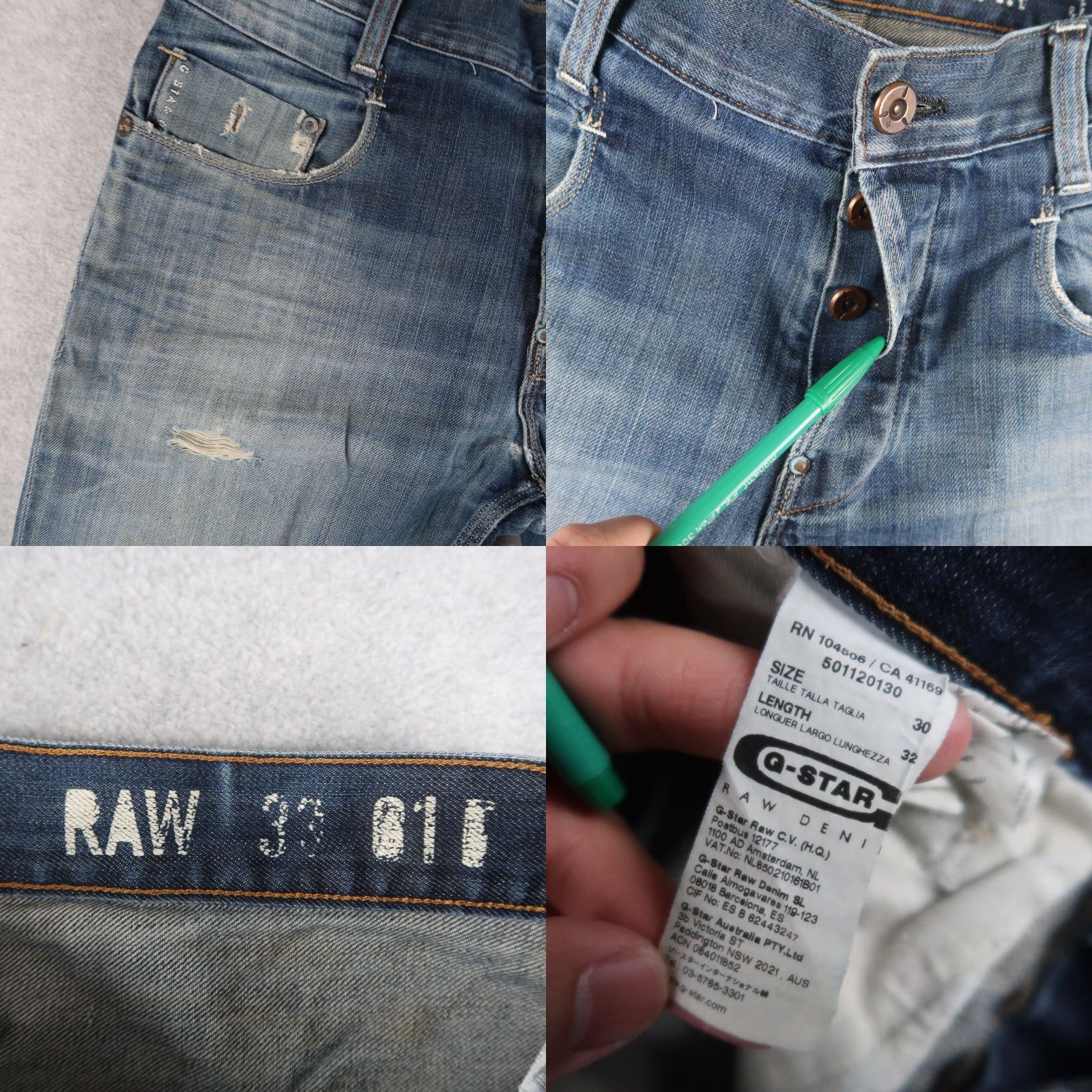 G-Star G Star RAW Jeans Men 30 Blue Radar Tapered Denim Shorts Button Fly Slim 5-Pocket Graphic Logo M adi Biker Grunge Size US 30 / EU 46 - 8 Thumbnail