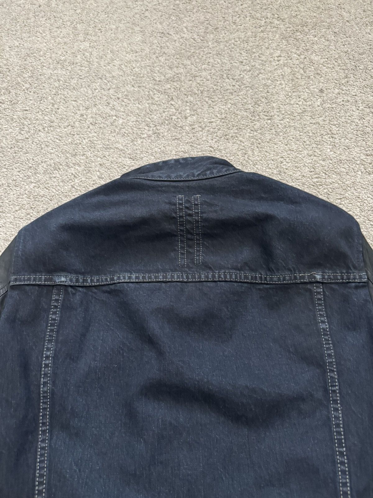 Rick Owens Drkshdw 2010s Rick Owens DRKSHDW Leather Sleeves Slave Denim Jacket Size US S / EU 44-46 / 1 - 11 Thumbnail