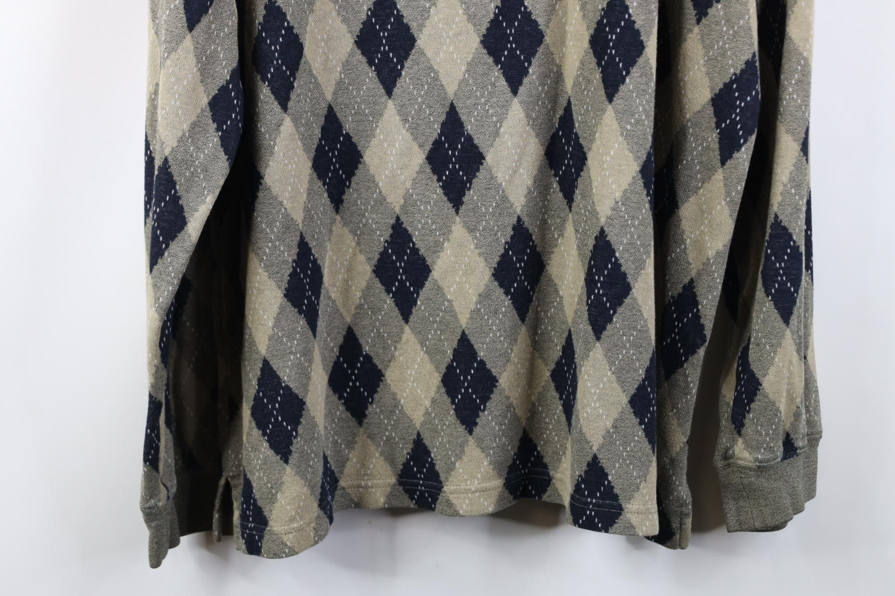 Vintage Vintage 90s Streetwear Argyle Diamond Knit Long Sleeve Polo Size US L / EU 52-54 / 3 - 12 Thumbnail