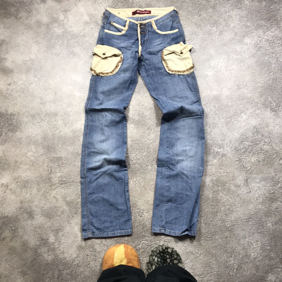 Vintage Vintage 90s Distressed Baggy Cargo Jeans Skate Y2K Logo 26 Size 26" / US 2 / IT 38 - 2 Thumbnail