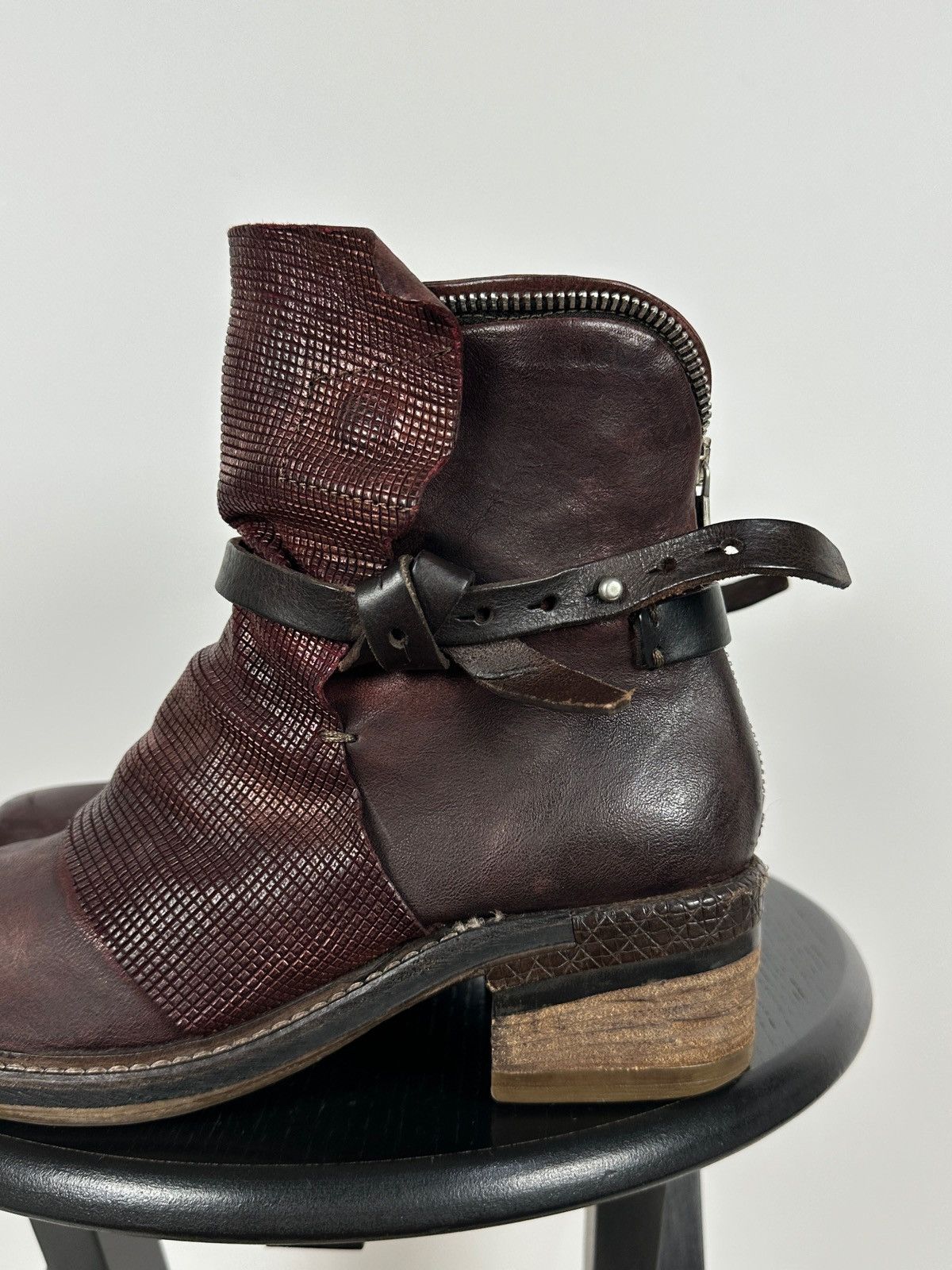 A.S.98 A.S.98. Airstep Burgundy Leather Biker Ankle Boho Boots Size US 9 / IT 39 - 16 Thumbnail