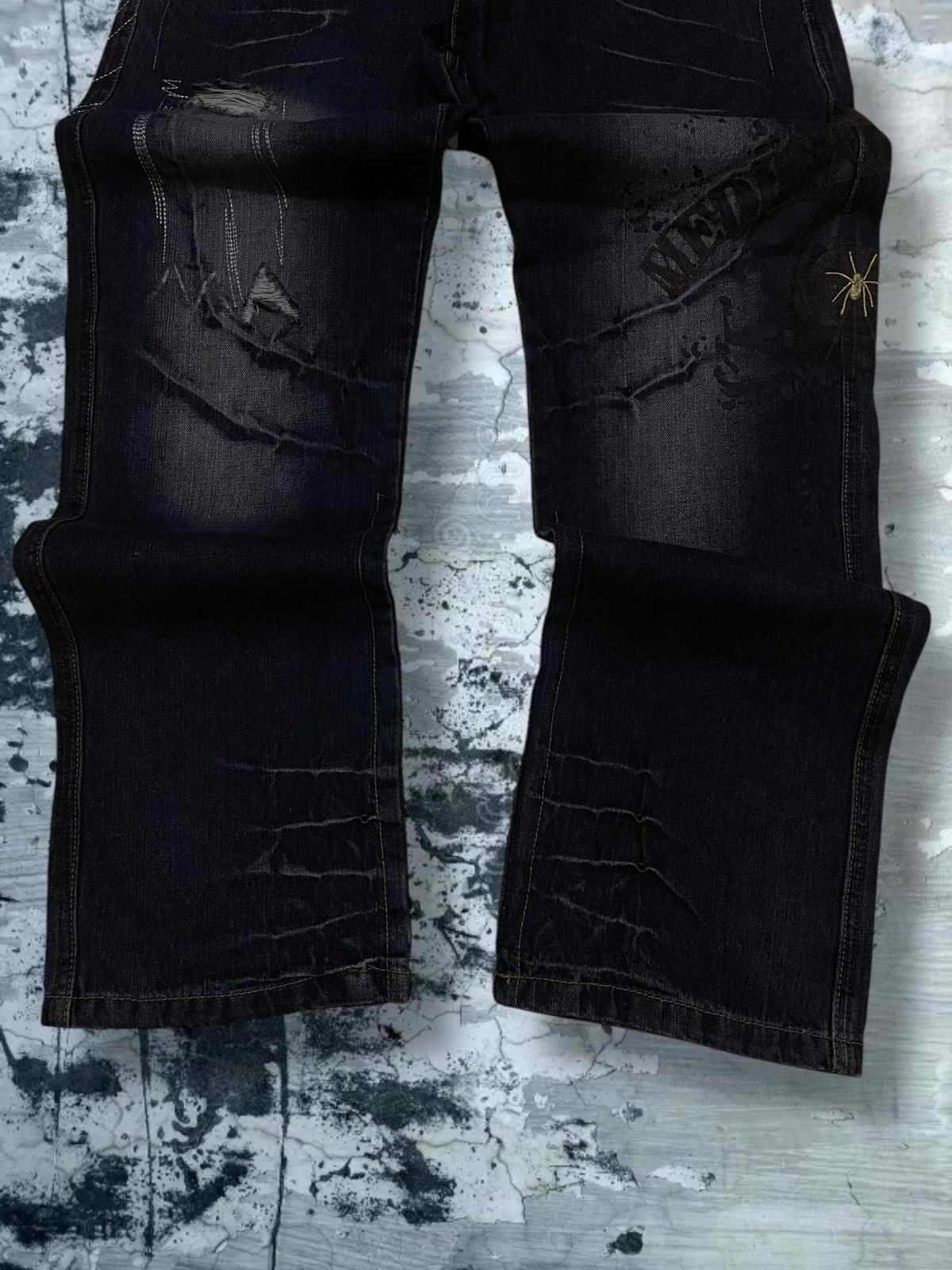 Japanese Brand Vintage Og 90s Japan Designer CEO Mad Punk Spider Web Denim Size US 30 / EU 46 - 3 Thumbnail