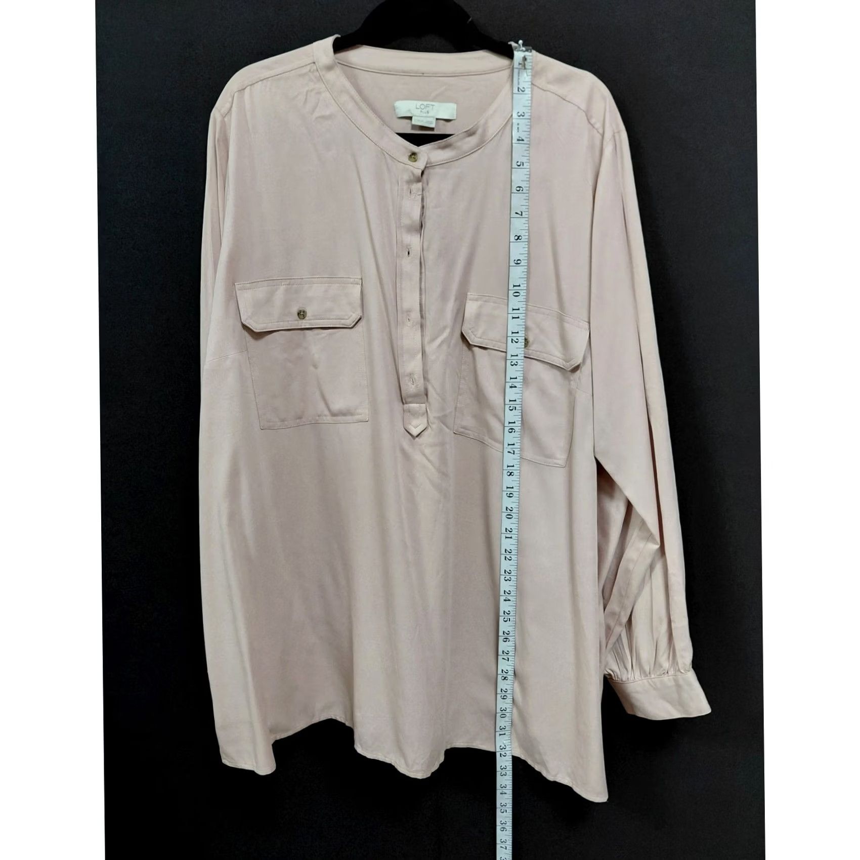 Loft LOFT Plus Button-Front Blouse Beige Long Sleeve Women Size 22 Plus Size 3XL / US 20-22 - 5 Thumbnail