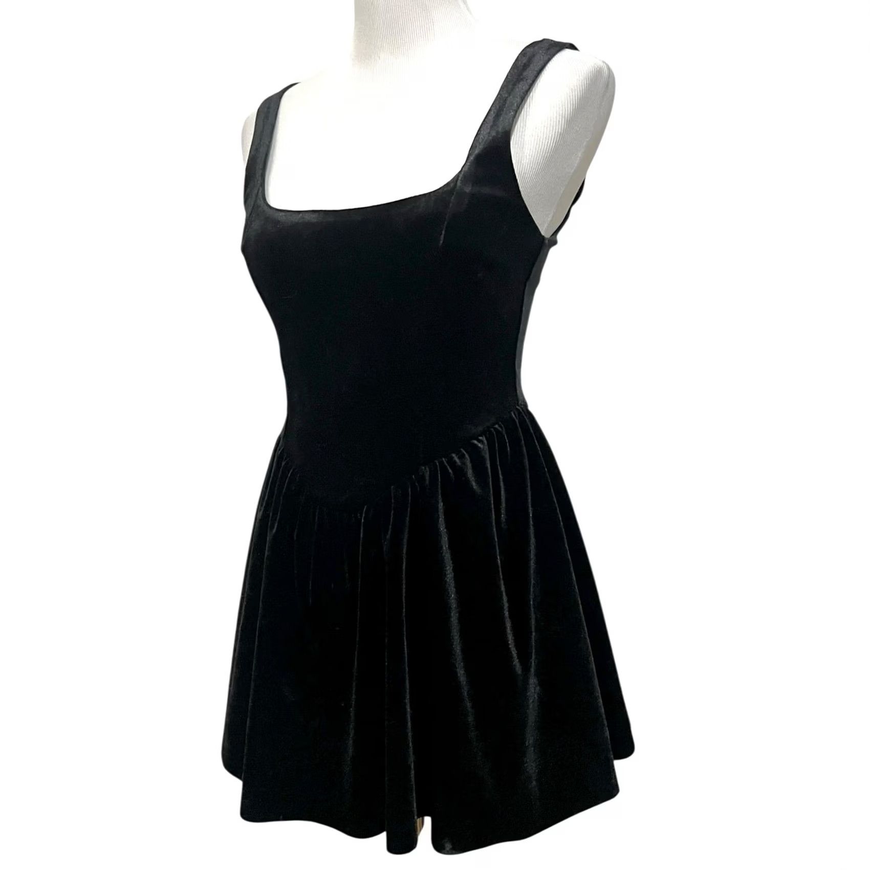 Vintage VINTAGE Miss Selfridge Velvet Mini Dress Black Corset Square Neck Party Dress Date Sz 4 Size S / US 4 / IT 40 - 5 Thumbnail