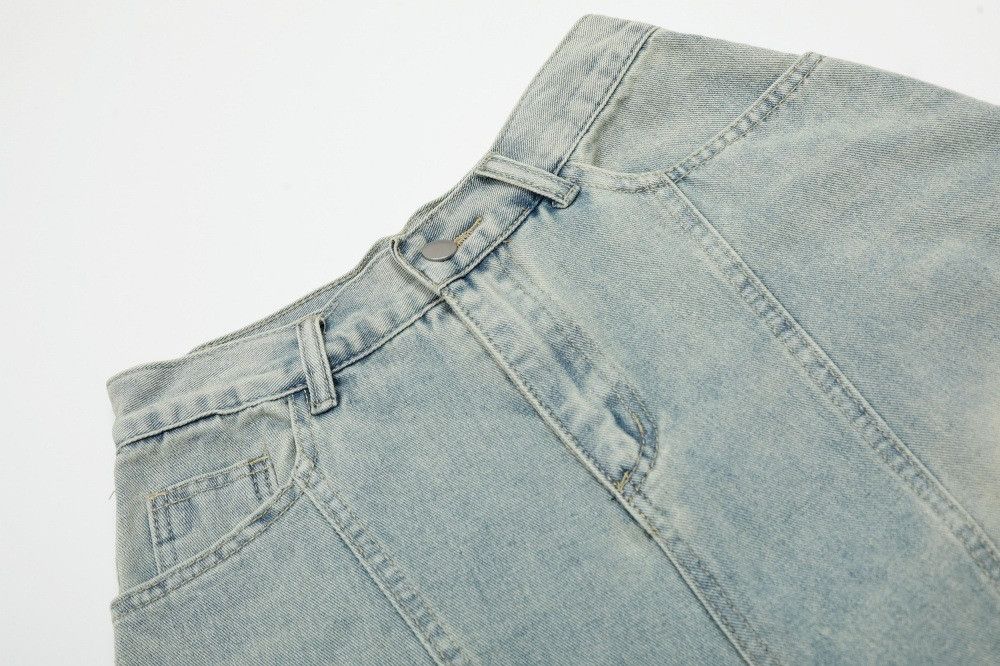Jean Distressed washed men's embroidered scimitar denim shorts Size US 32 / EU 48 - 3 Thumbnail