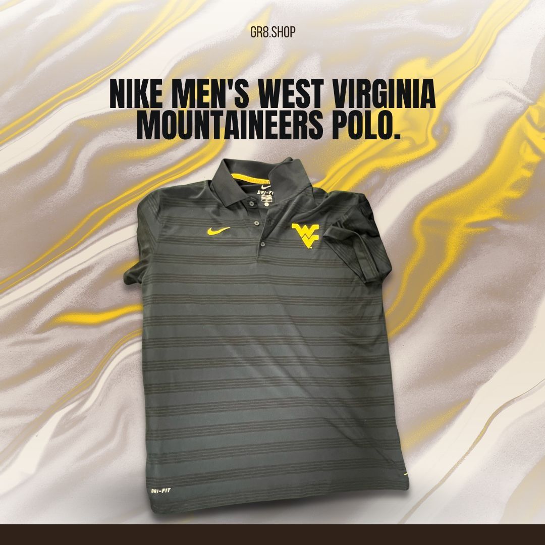Nike NIKE Mens West Virginia Mountaineers Striped Dri-Fit Polo Sh Size US L / EU 52-54 / 3 - 1 Thumbnail