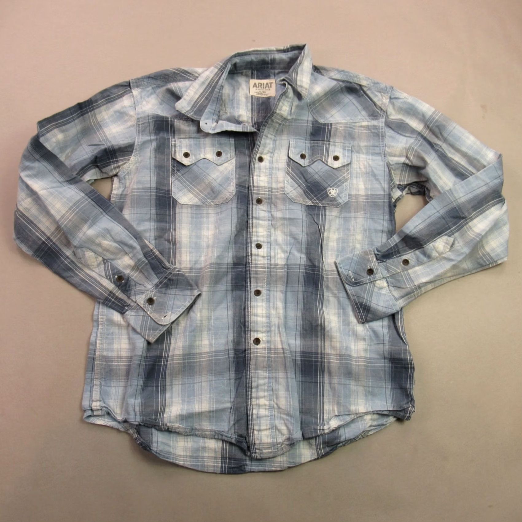 Ariat Ariat Shirt Mens Large Long Sleeve Button Front Plaid Pockets Blue Casual Size US L / EU 52-54 / 3 - 2 Thumbnail