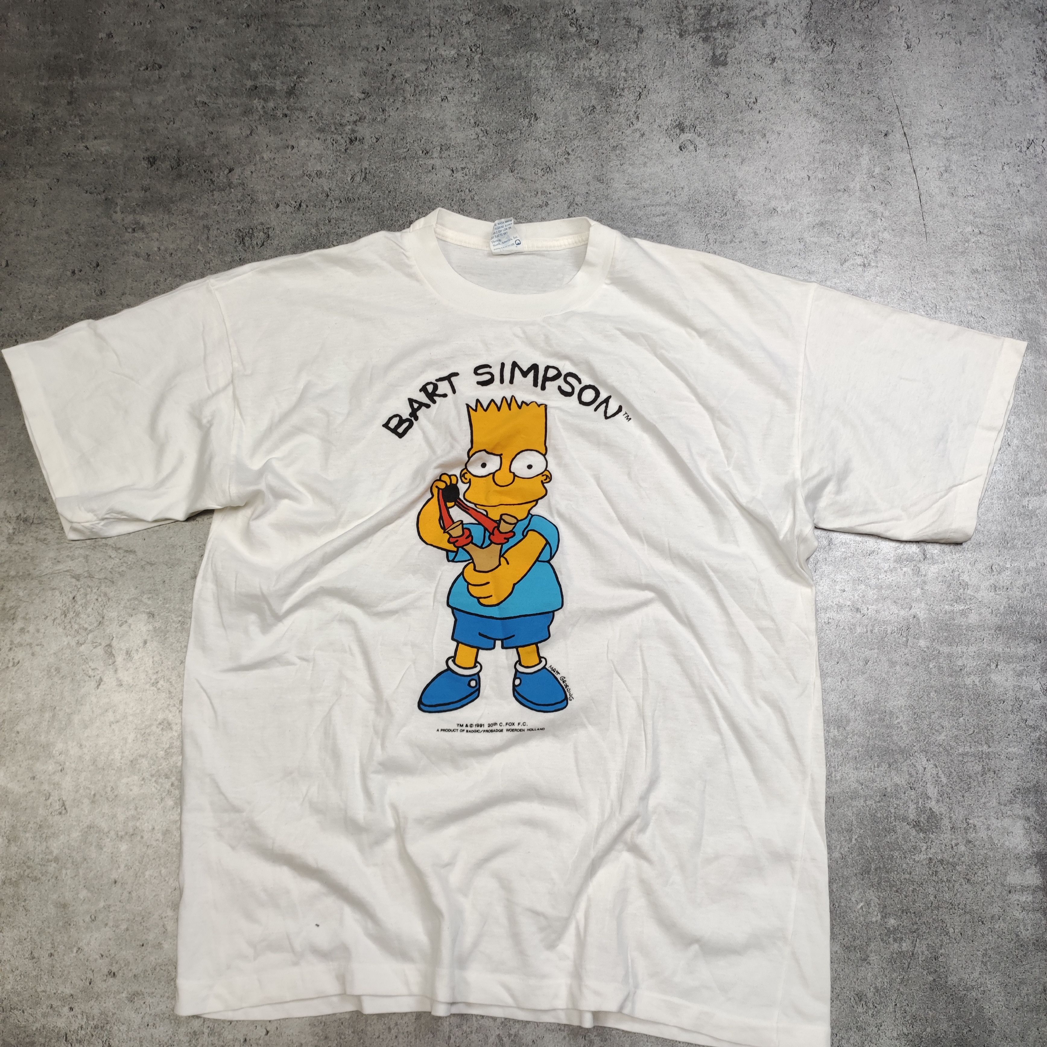 The Simpsons × Vintage RARE OG The Simpsons 1991 Bart Simpson White Promo Tee Size US XL / EU 56 / 4 - 2 Thumbnail