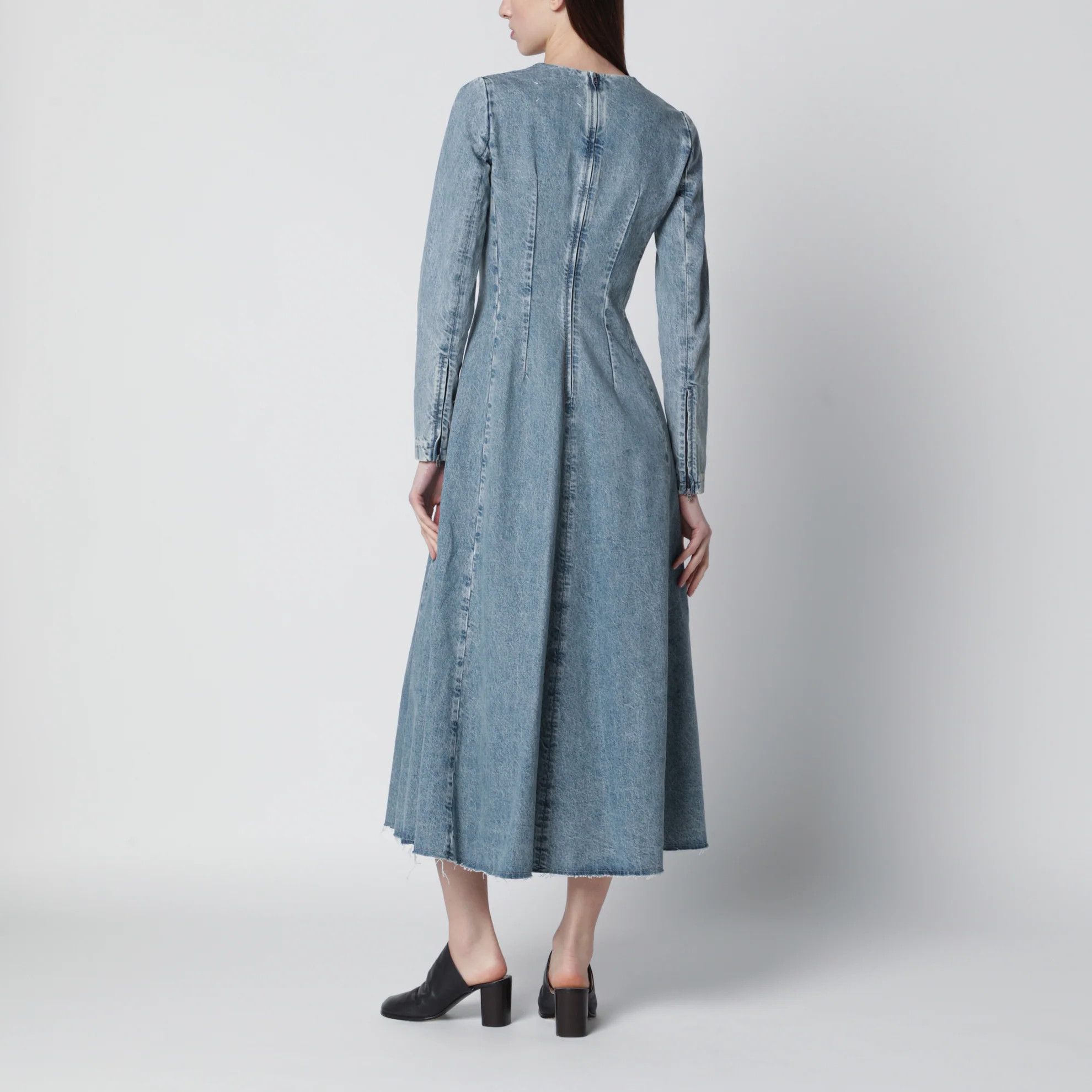 Maison Margiela o1d2blof0426 Cup-Shoulder Denim Midi Dress in Light Blue Size S / US 4 / IT 40 - 3 Thumbnail