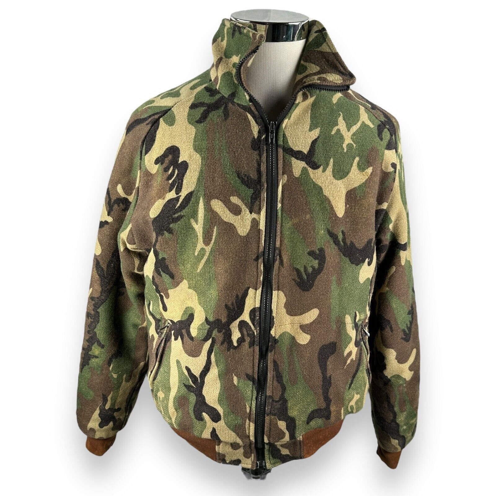 image of Vintage Cabelas Camo Jacket Coat Small Wool Hunting Green, Men's